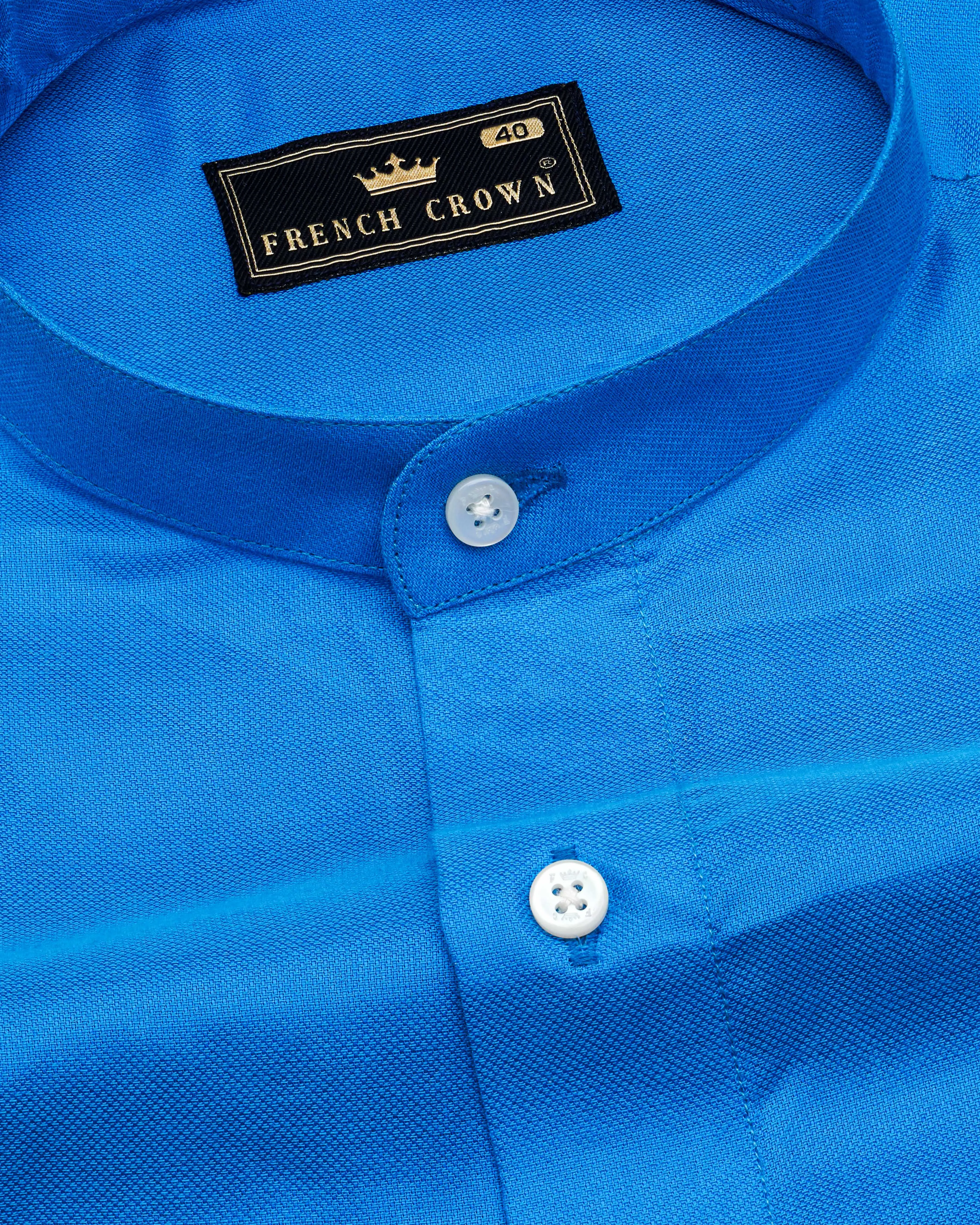 Radiance Blue Dobby Textured Premium Giza Cotton Shirt sold by French Crown