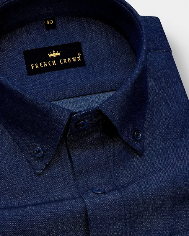 Martinique Blue Button Down Chambray Shirt sold by French Crown