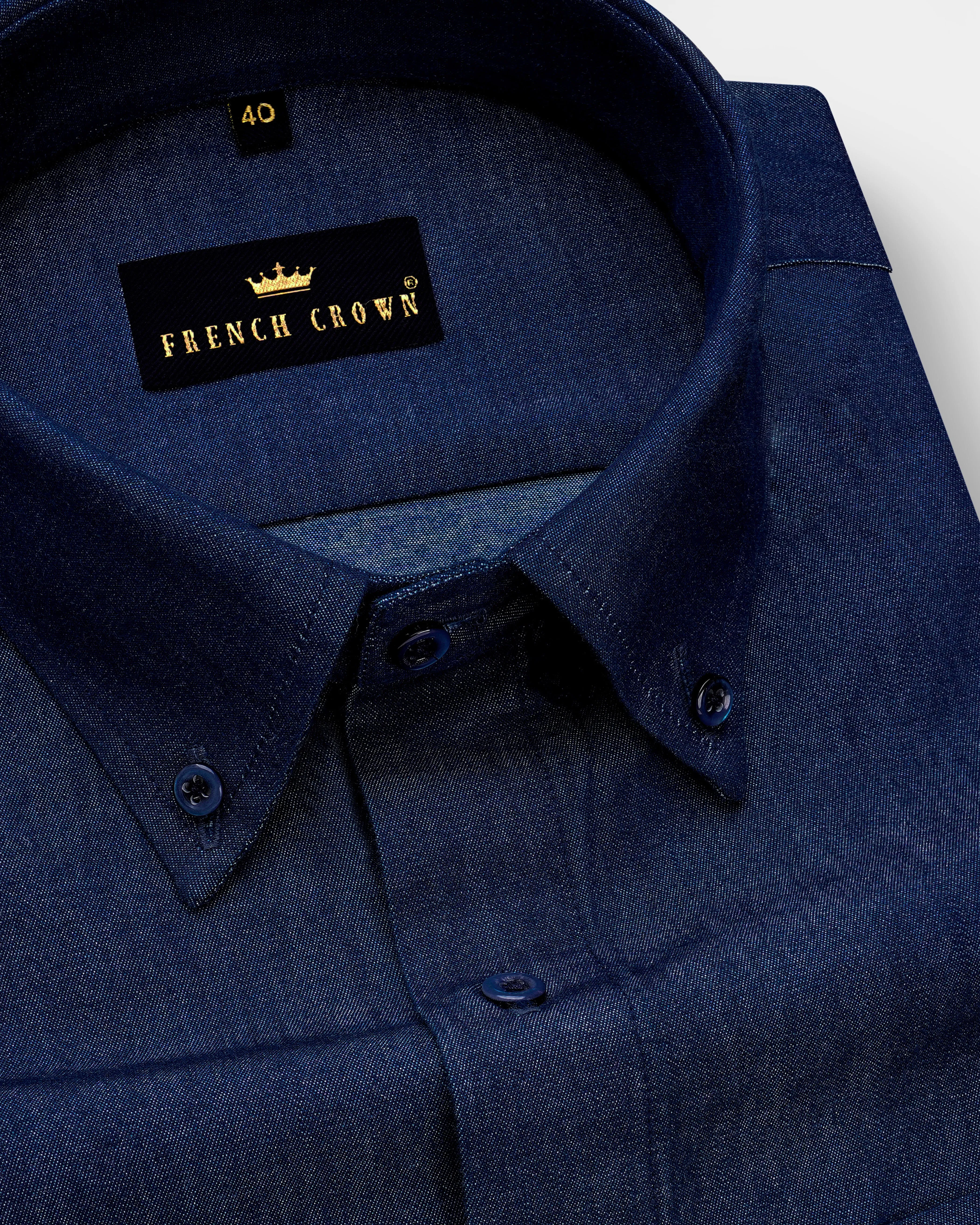 Martinique Blue Button Down Chambray Shirt sold by French Crown