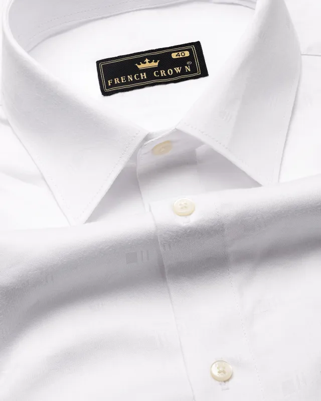 Bright White Jacquard Textured Premium Giza Cotton Shirt sold by French Crown