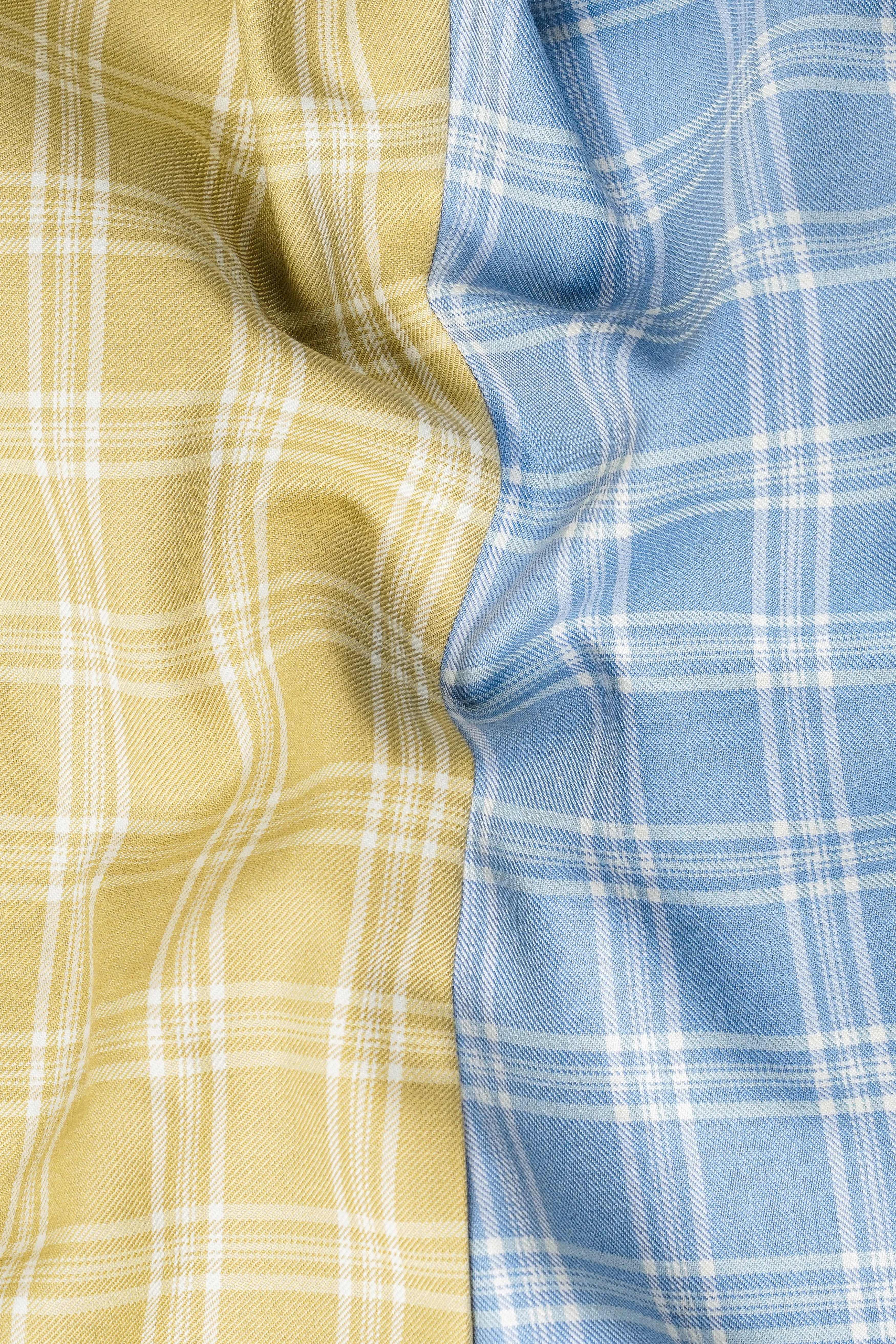 Casper Blue and Brandy Brown Plaid Wool Rich Cross Placket Bandhgala Designer Blazer sold by French Crown product image thumbnail 3