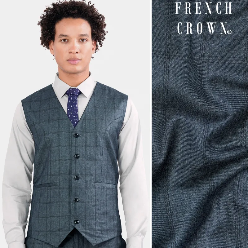 Bayoux Gray Plaid Wool Rich Waistcoat sold by French Crown