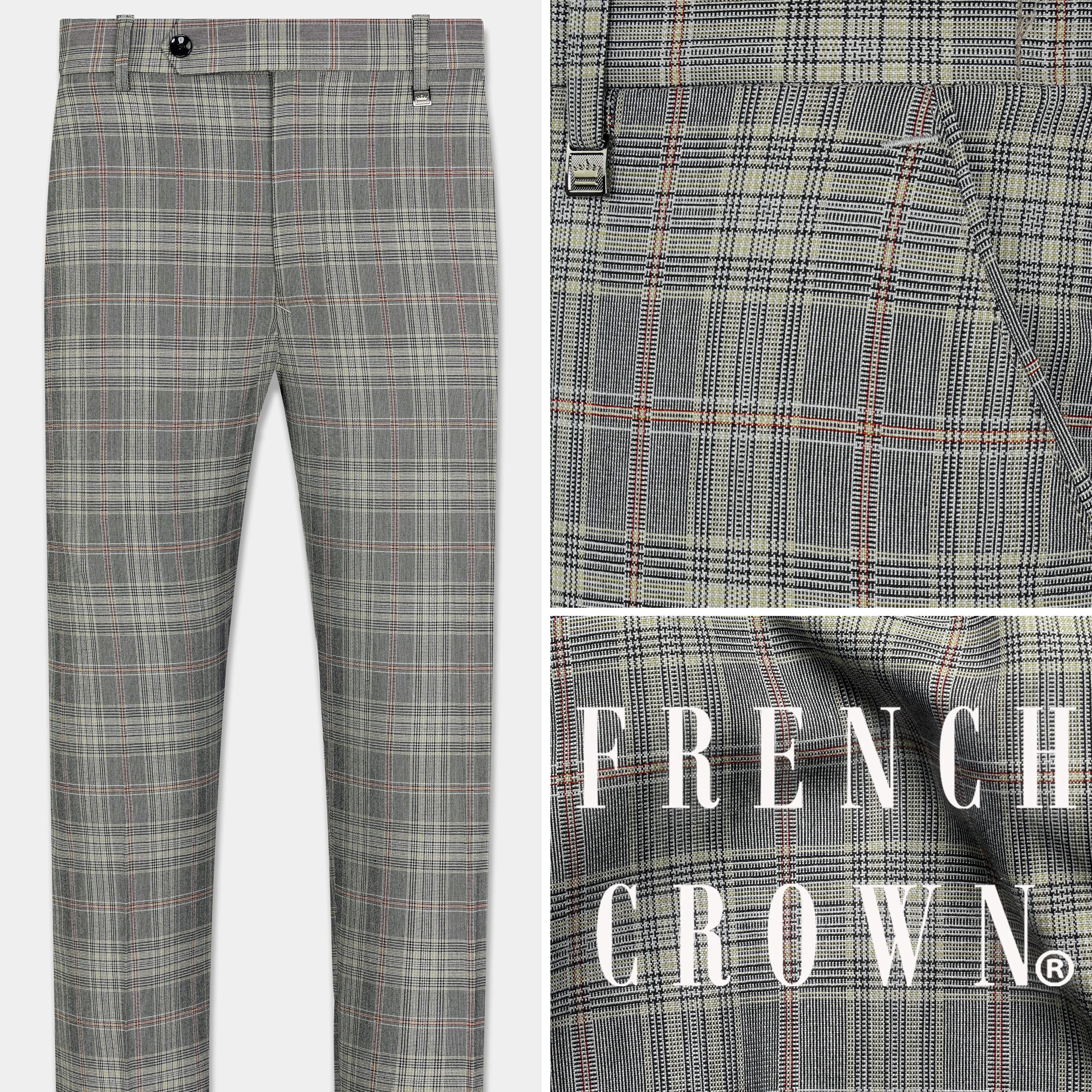 Chalice Gray Plaid Wool Rich Pant sold by French Crown