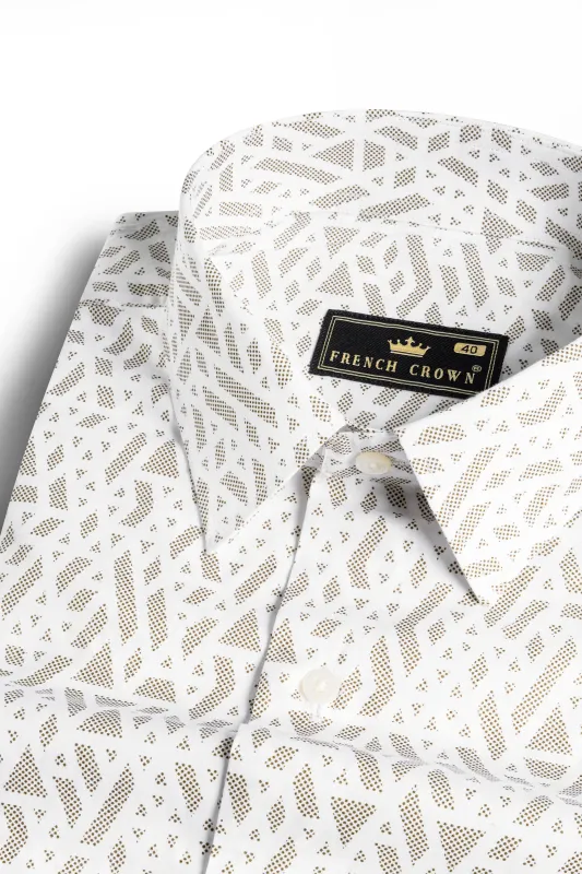 Bright White and Tortilla Brown Printed Premium Cotton Shirt sold by French Crown