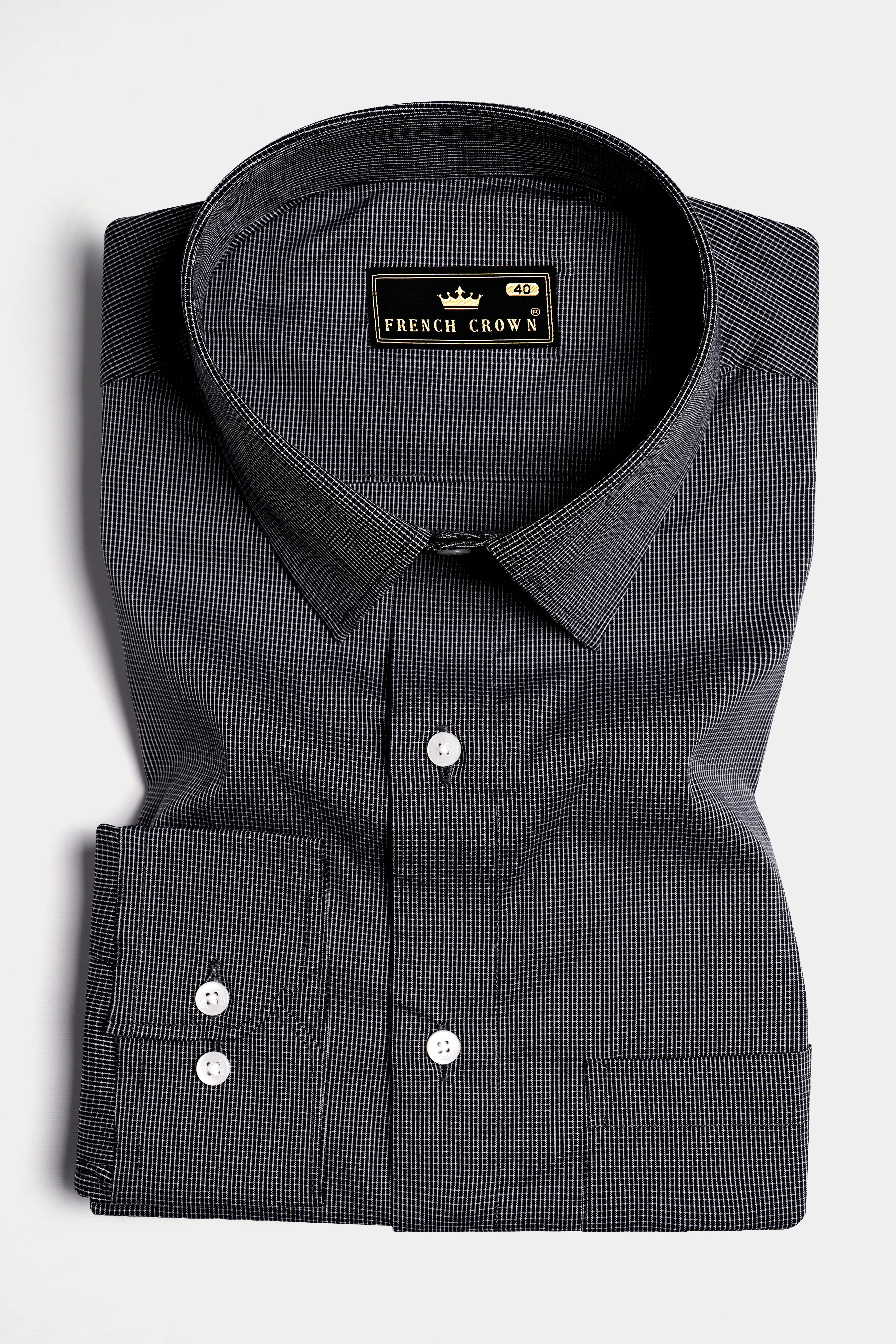 Jade Black and White Checkered Premium Giza Cotton Shirt sold by French Crown product image thumbnail 3