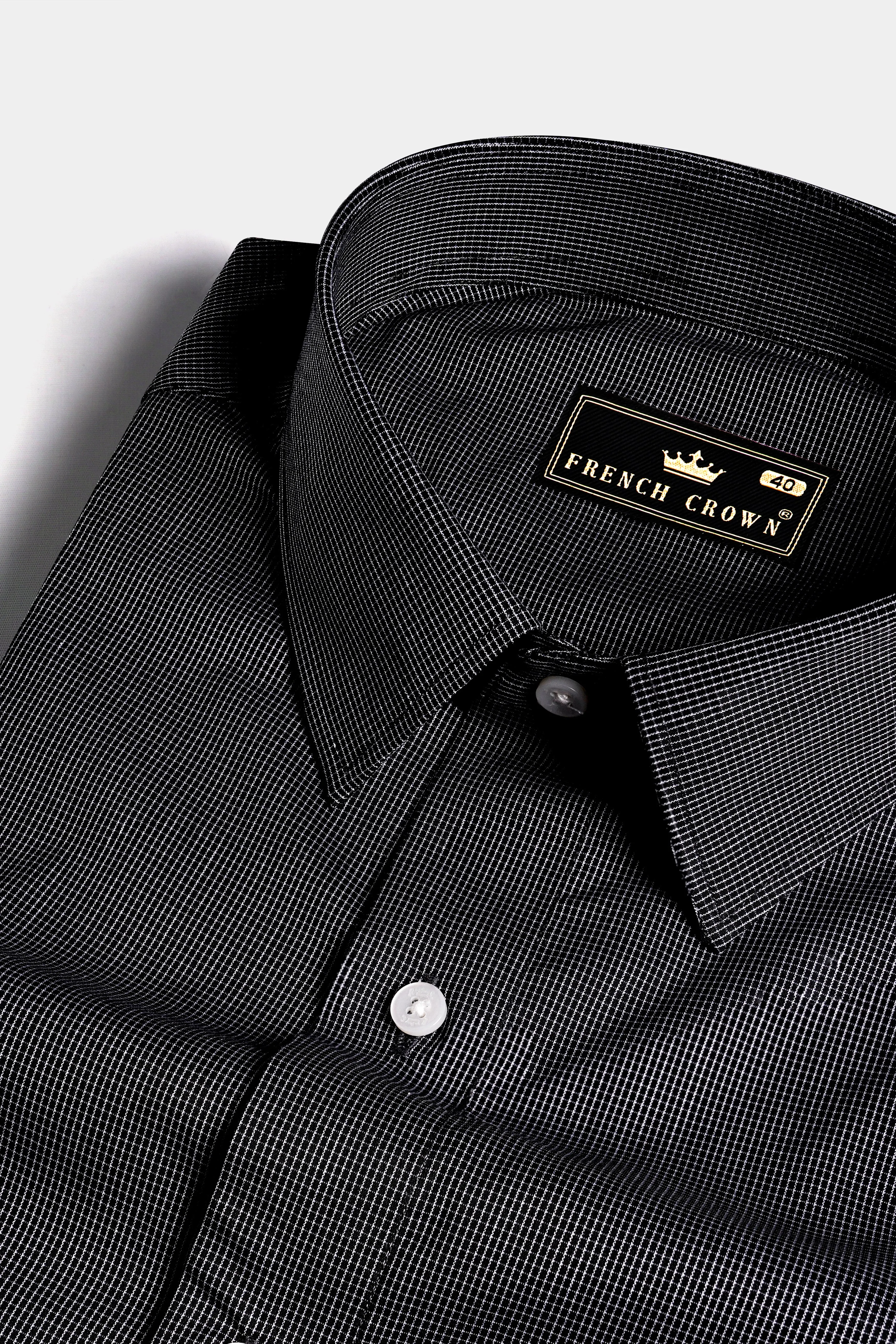 Jade Black and White Checkered Premium Giza Cotton Shirt sold by French Crown