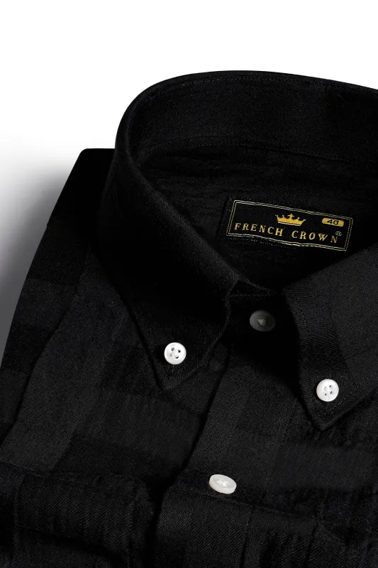 Jade Black Dobby Textured Premium Giza Cotton Shirt sold by French Crown