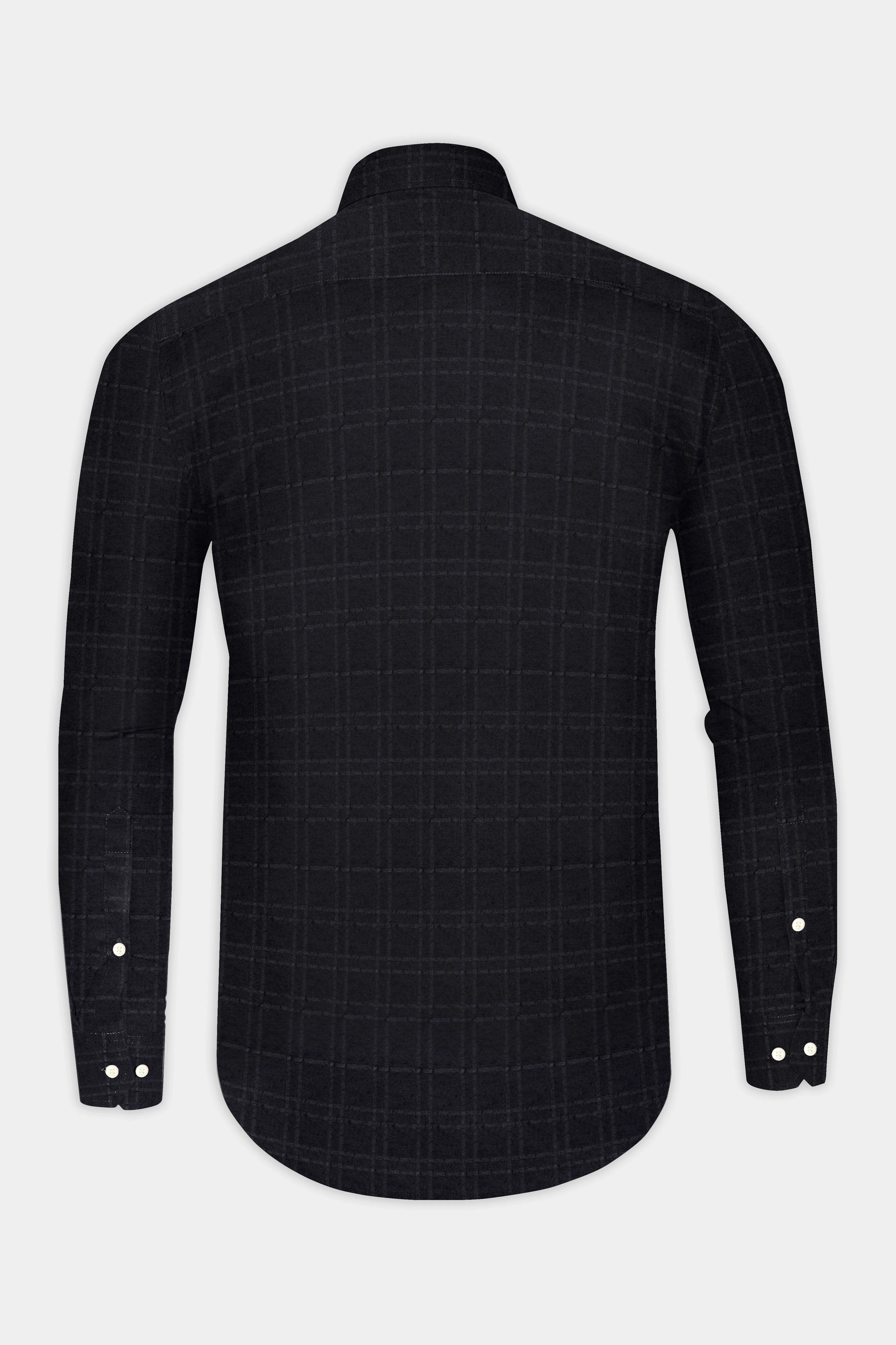 Jade Black Checkered Seersucker Premium Cotton Shirt sold by French Crown product image thumbnail 5