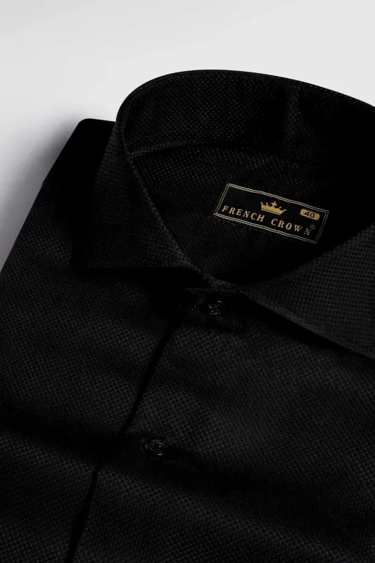 Jade Black Dobby Textured Premium Giza Cotton Shirt sold by French Crown
