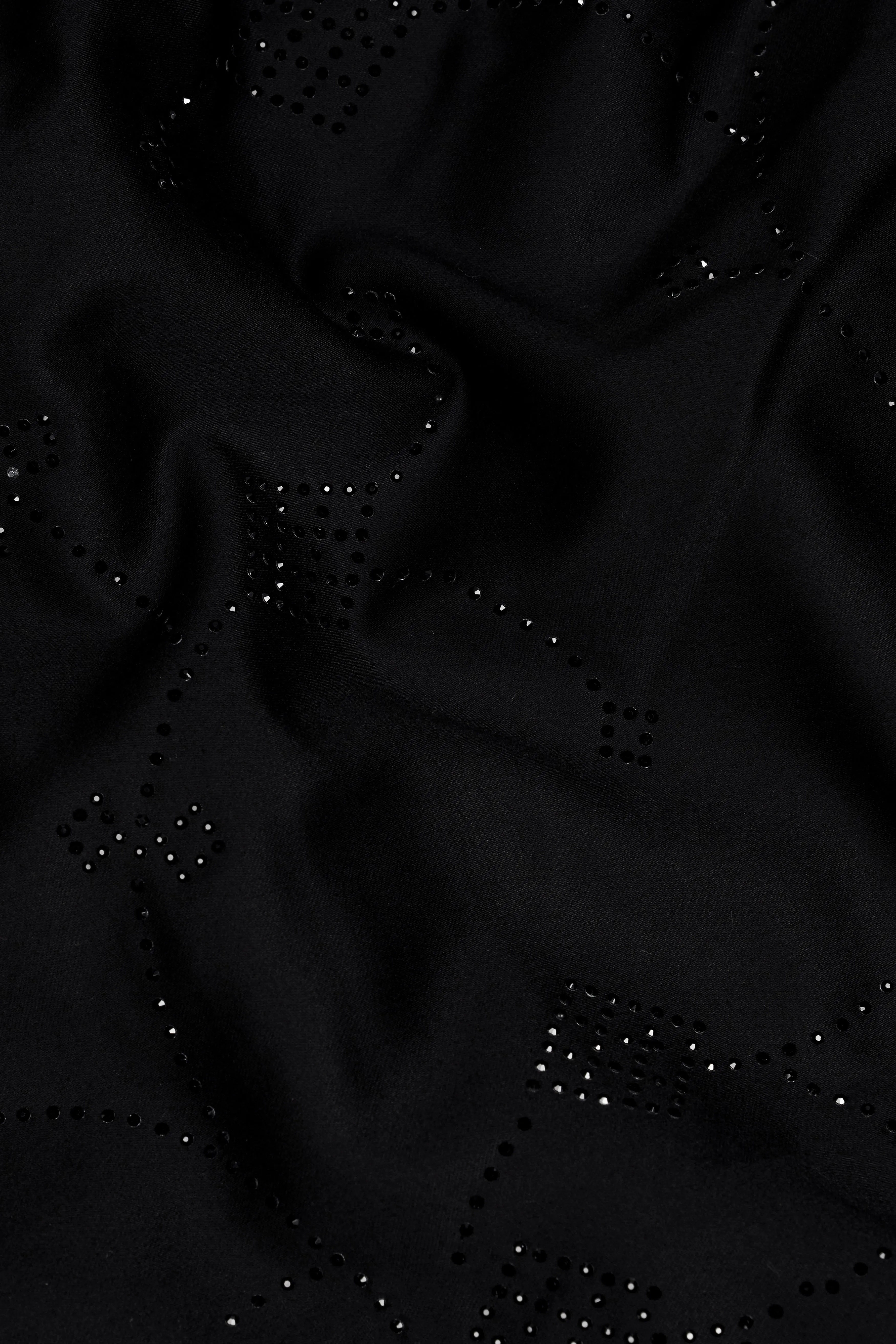 Jade Black Stretchable Wool Rich Stone Work Bandhgala Designer Blazer sold by French Crown product image thumbnail 3