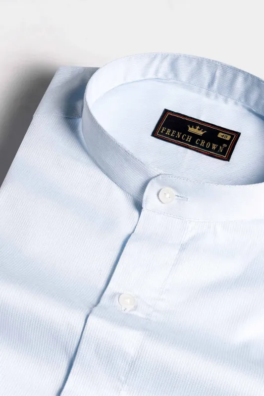 Aqua Blue Pinstriped  Dobby Textured Premium Giza Cotton Shirt sold by French Crown