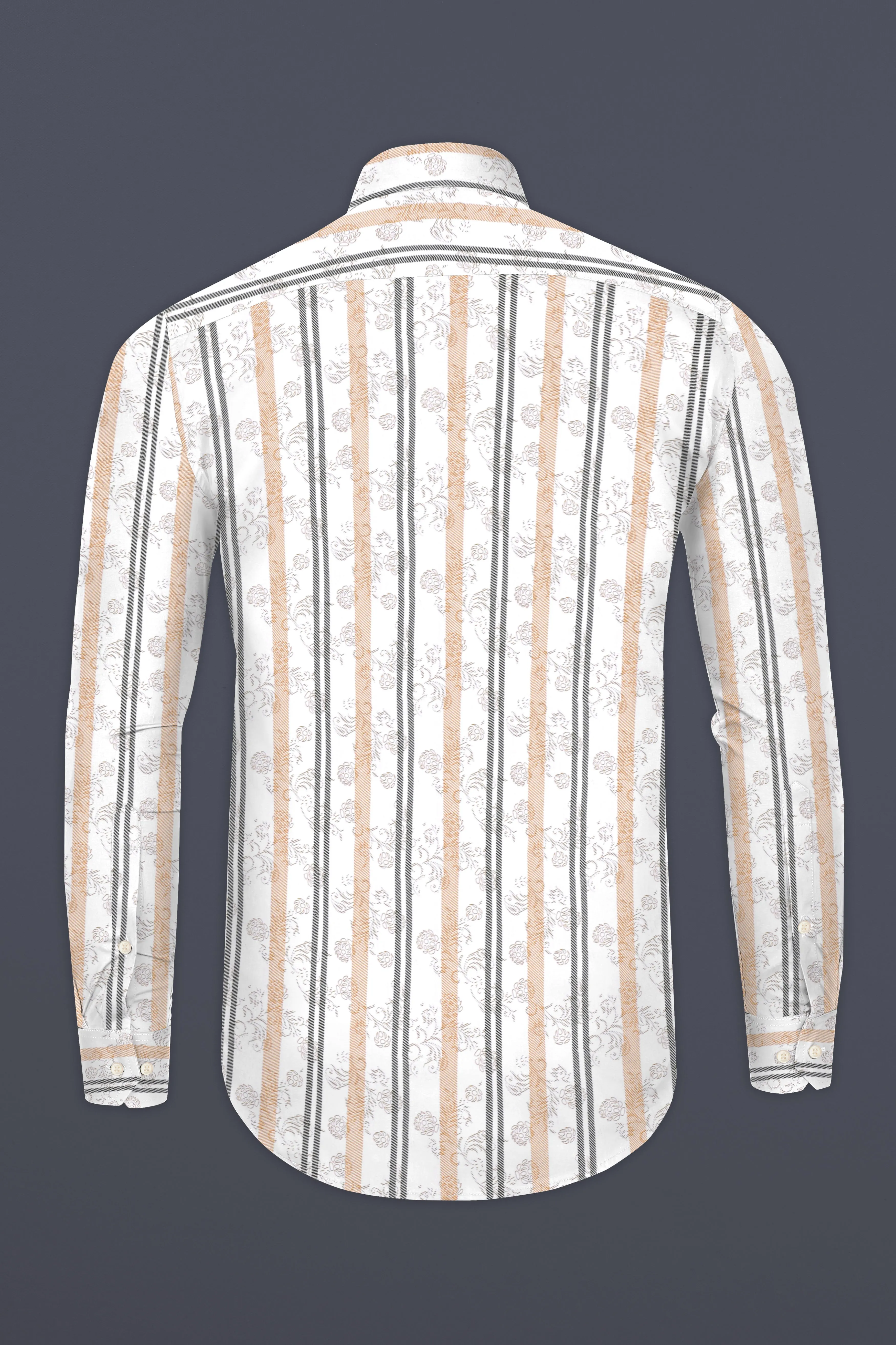 Bright White with Navajo Beige and Flint Brown Printed Super Soft Premium Cotton Shirt sold by French Crown product image thumbnail 5