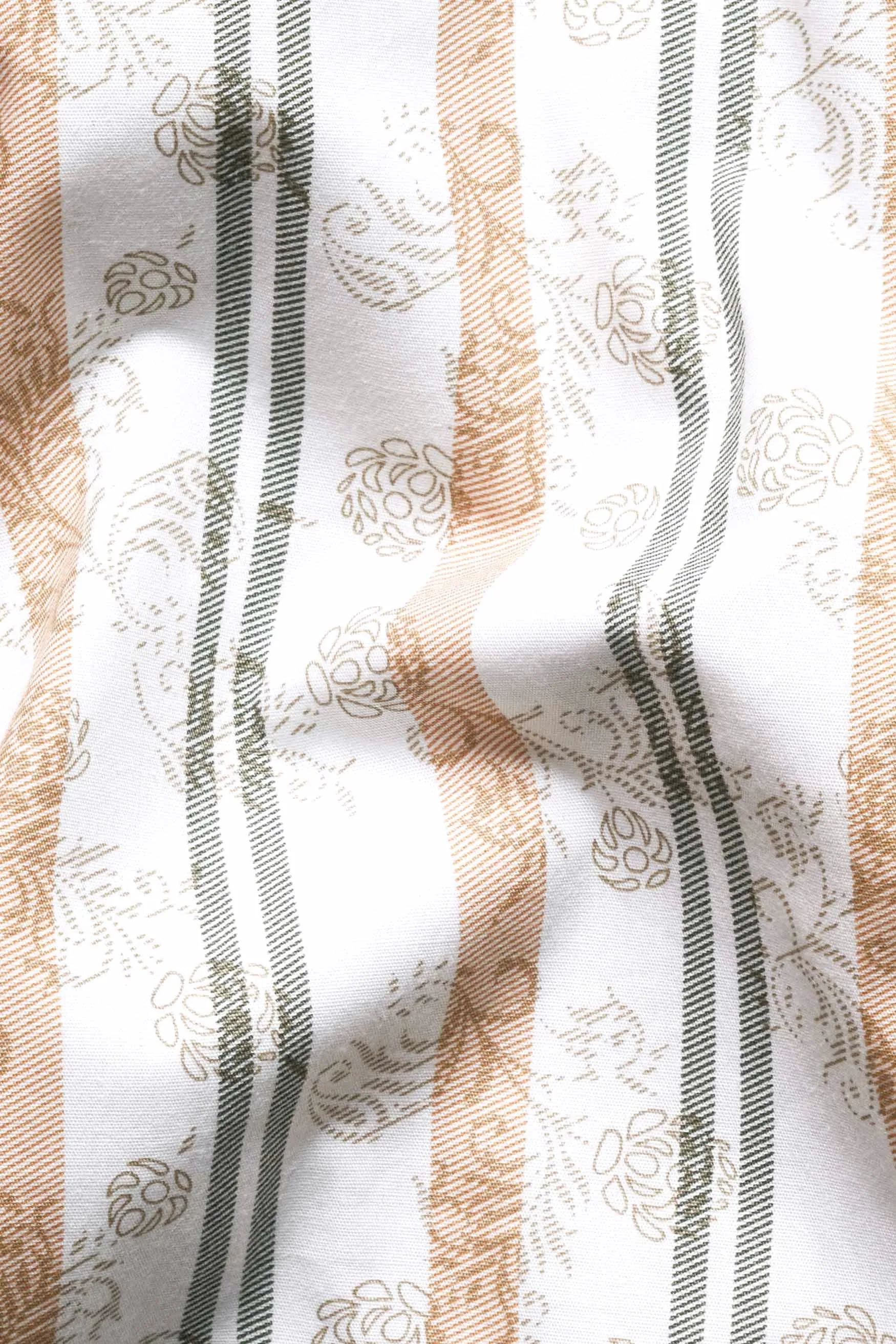 Bright White with Navajo Beige and Flint Brown Printed Super Soft Premium Cotton Shirt sold by French Crown product image thumbnail 2