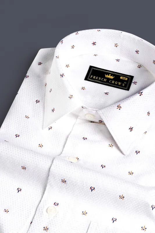 Bright White Dobby Textured Premium Giza Cotton Shirt sold by French Crown