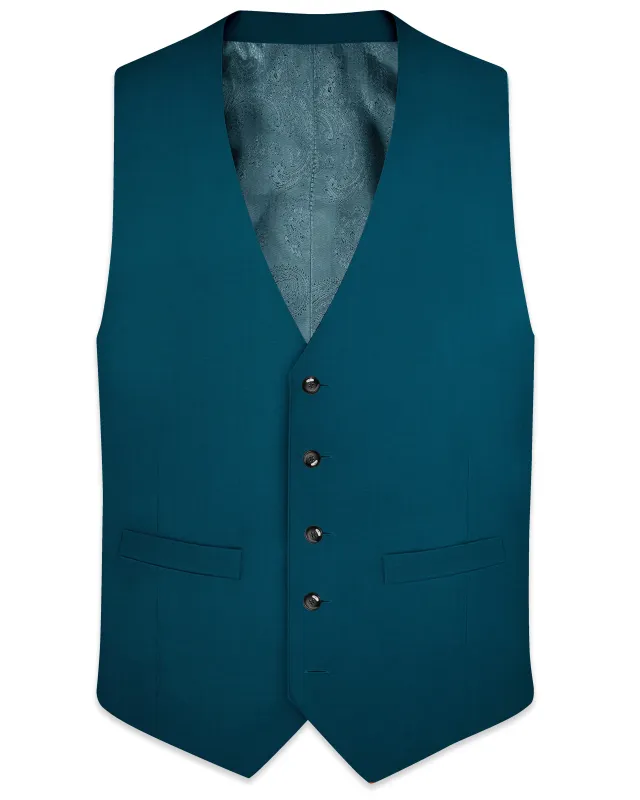 Dell Blue Wool Rich Waistcoat sold by French Crown