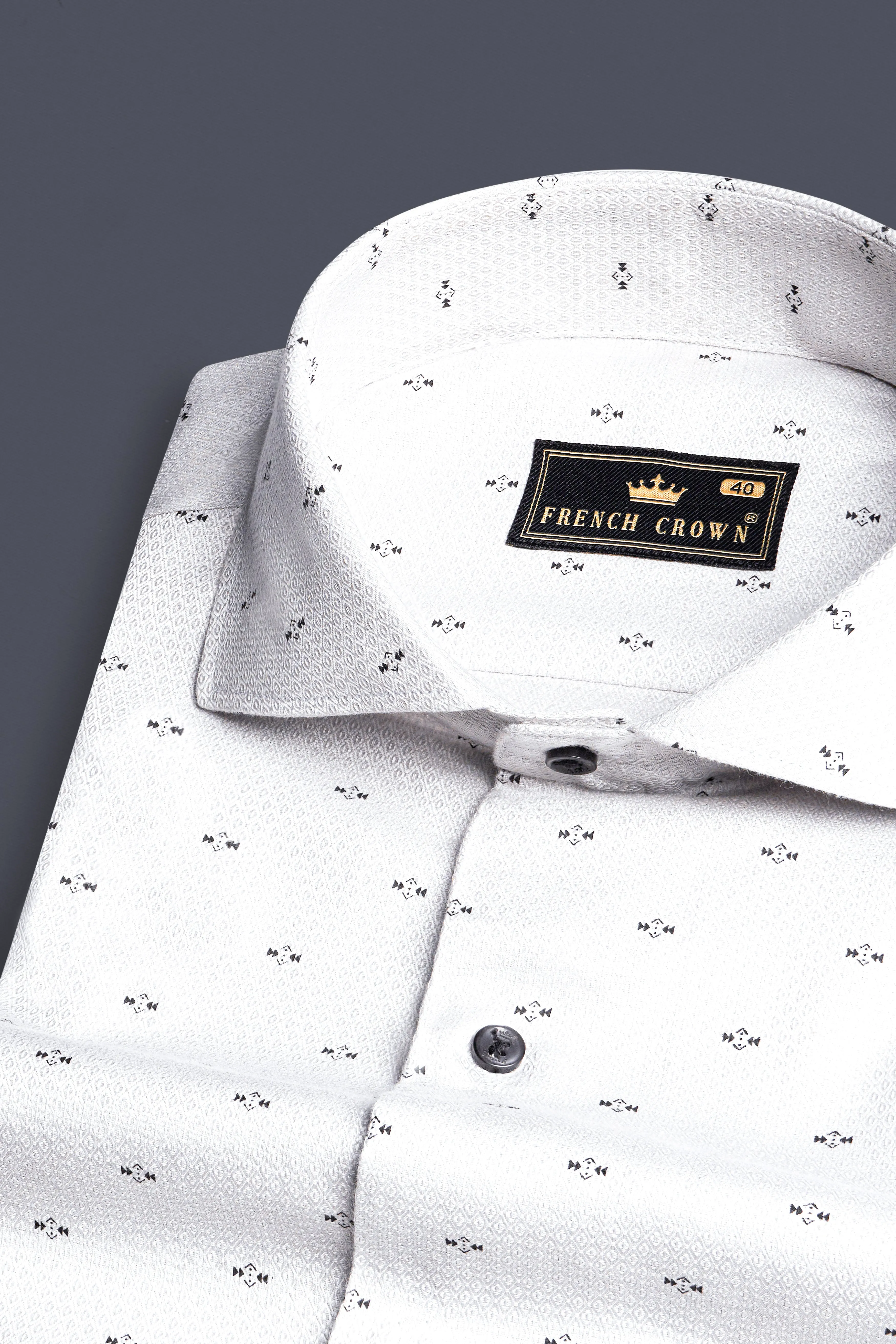 Pale Slate Gray Dobby Textured Premium Giza Cotton Shirt sold by French Crown product image thumbnail 2