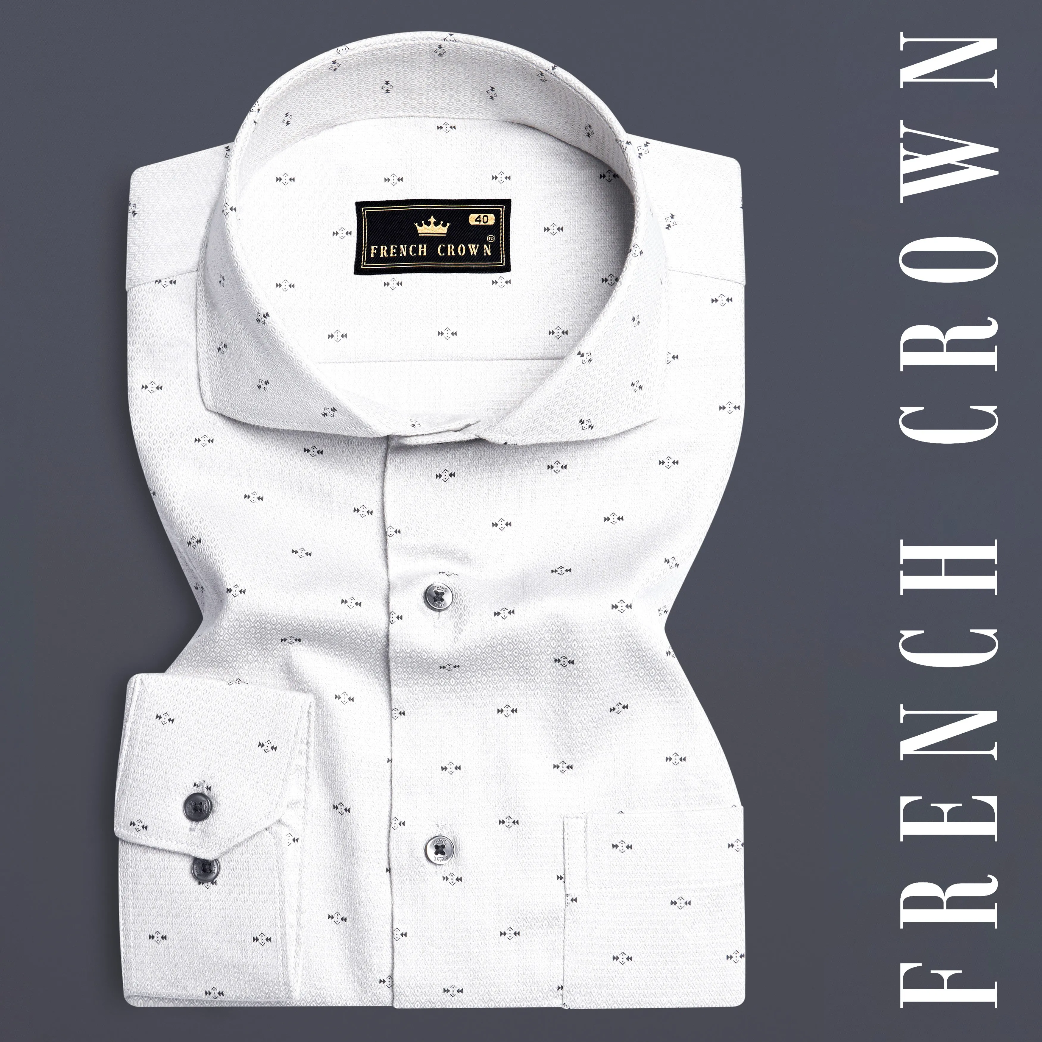 Pale Slate Gray Dobby Textured Premium Giza Cotton Shirt sold by French Crown