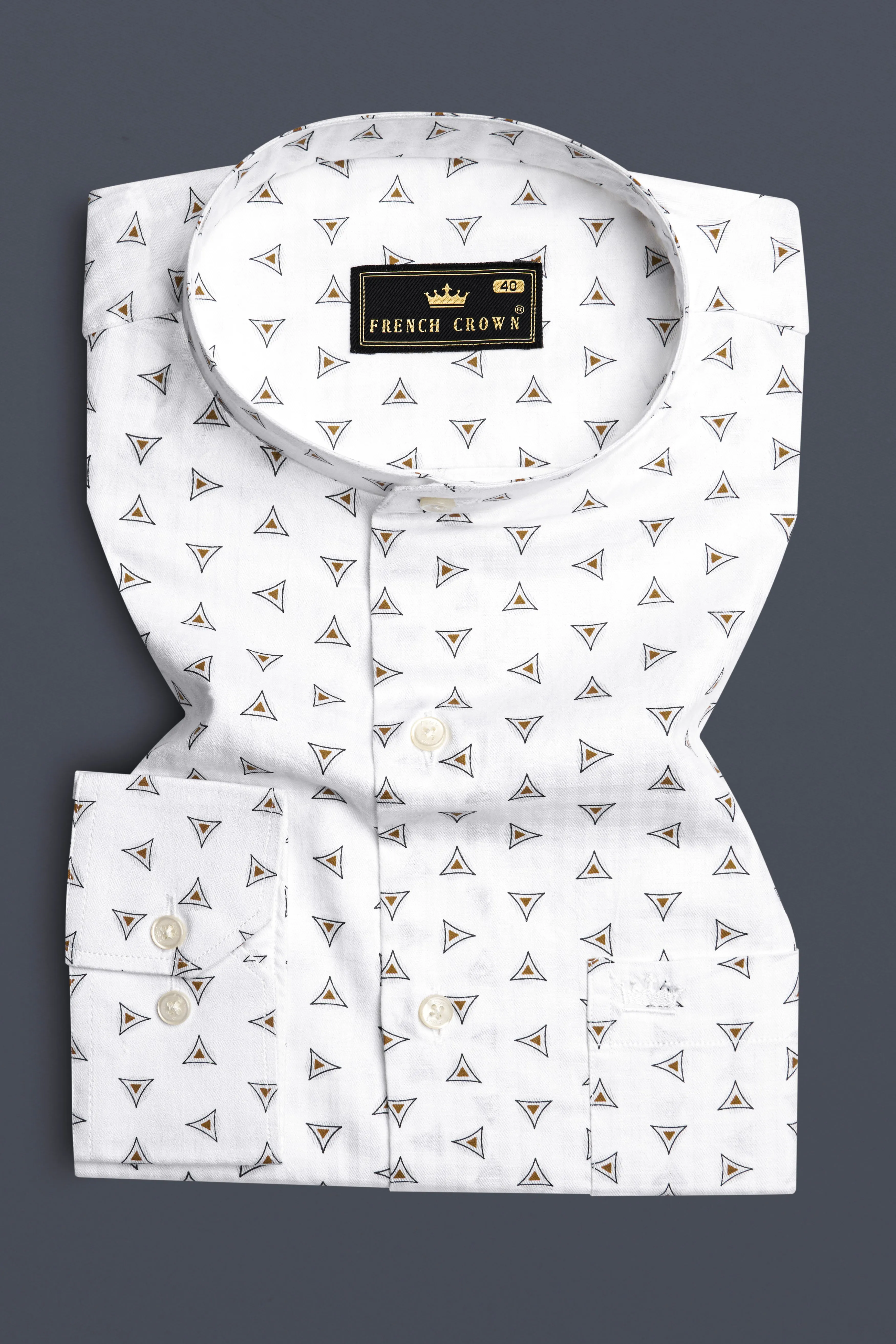 Bright White Printed Super Soft Premium Cotton Shirt sold by French Crown product image thumbnail 3