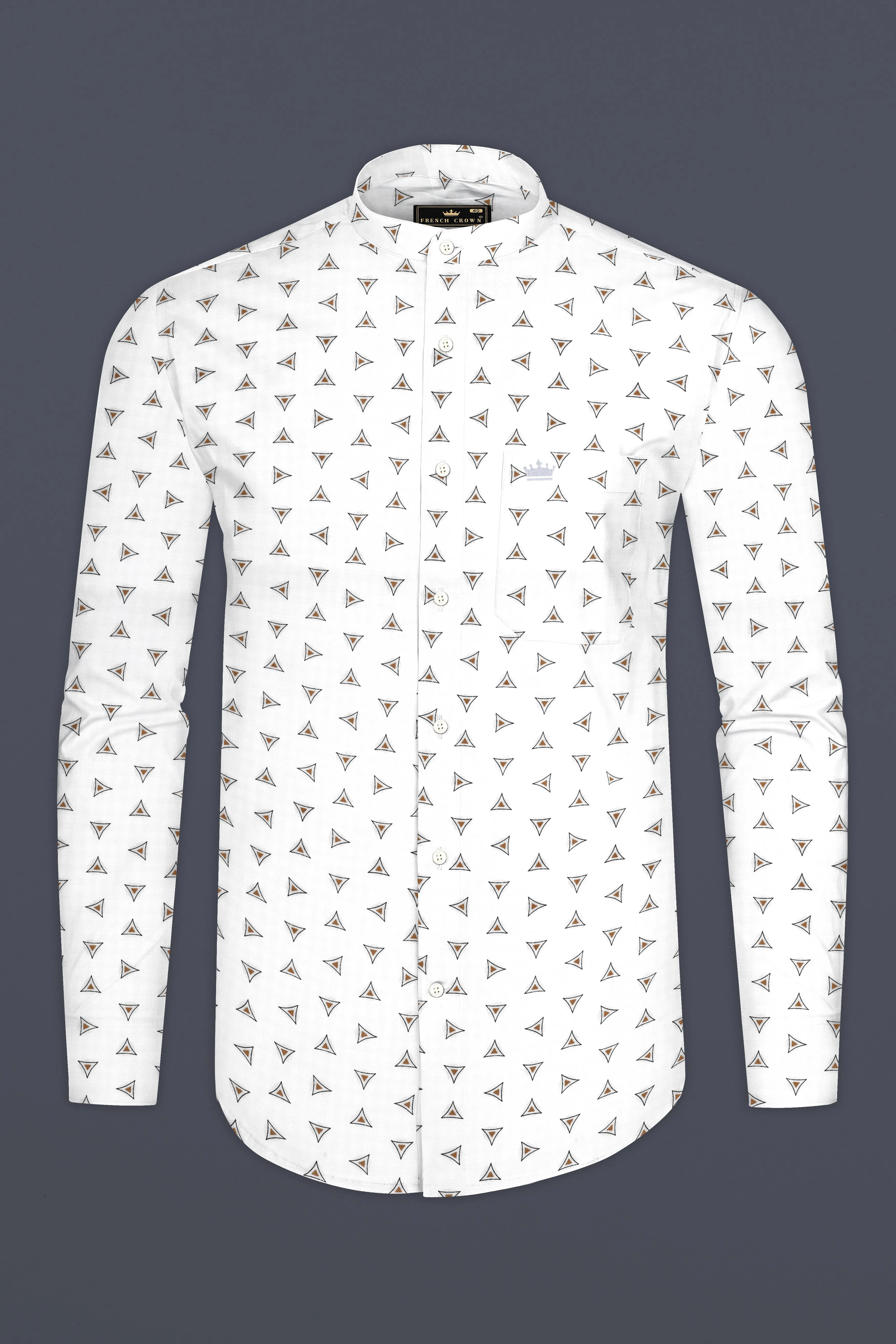 Bright White Printed Super Soft Premium Cotton Shirt sold by French Crown product image thumbnail 4