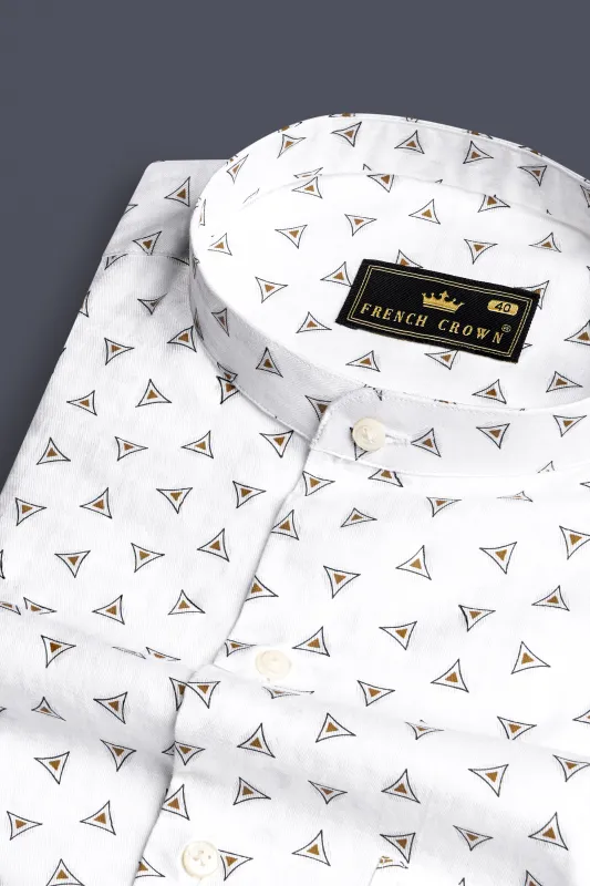 Bright White Printed Super Soft Premium Cotton Shirt sold by French Crown