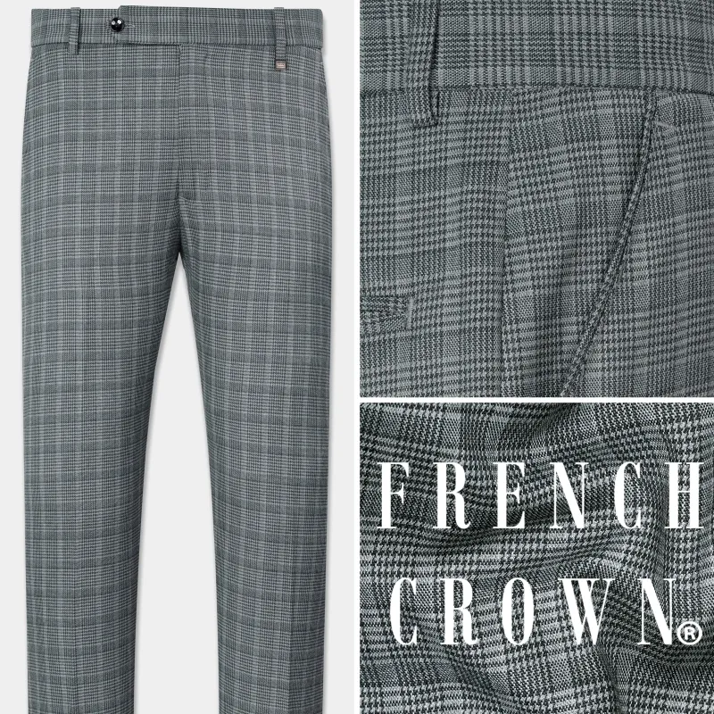 Oslo Gray Checkered Wool Rich Pant sold by French Crown