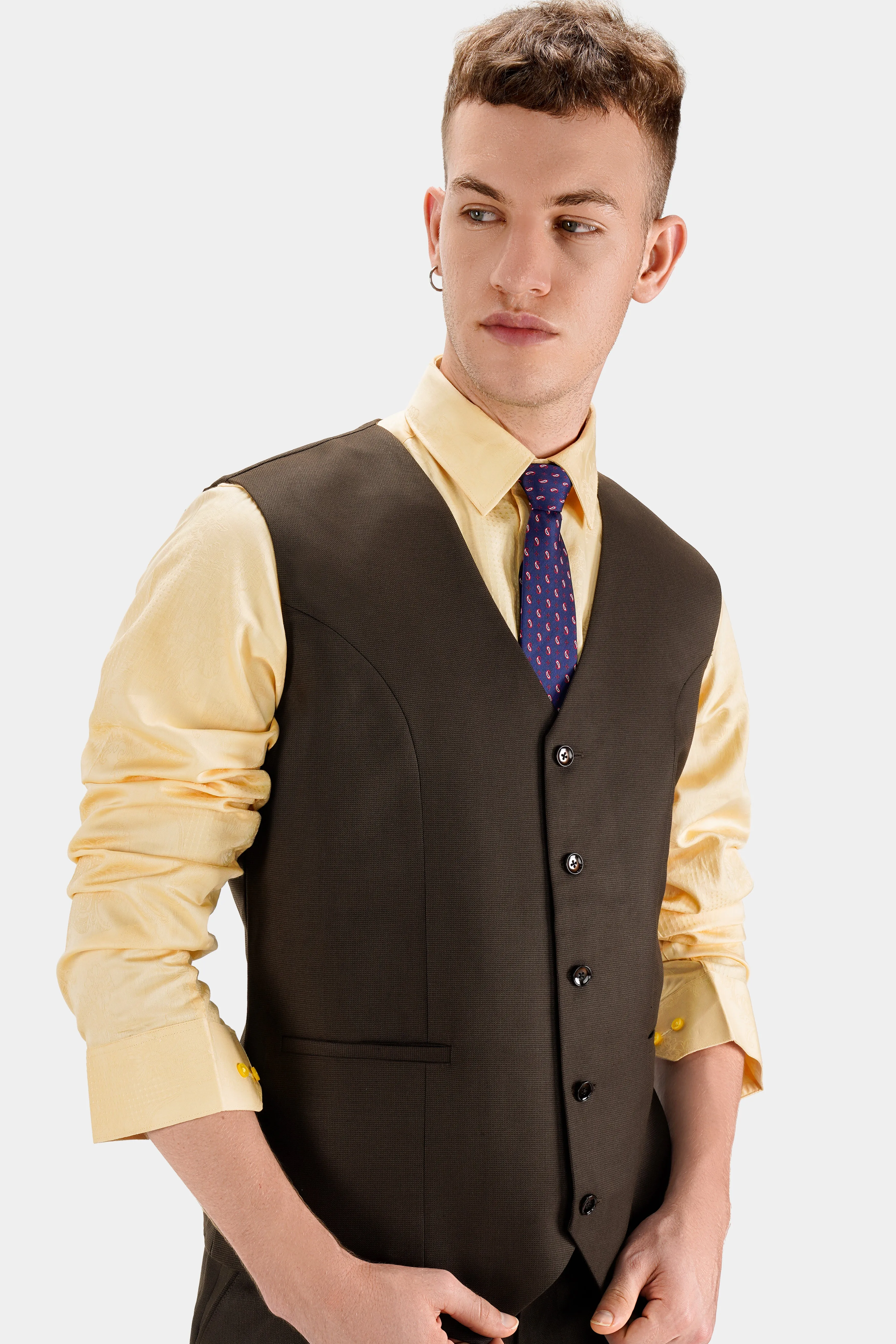 Zeus Brown Wool Rich Waistcoat sold by French Crown product image thumbnail 2