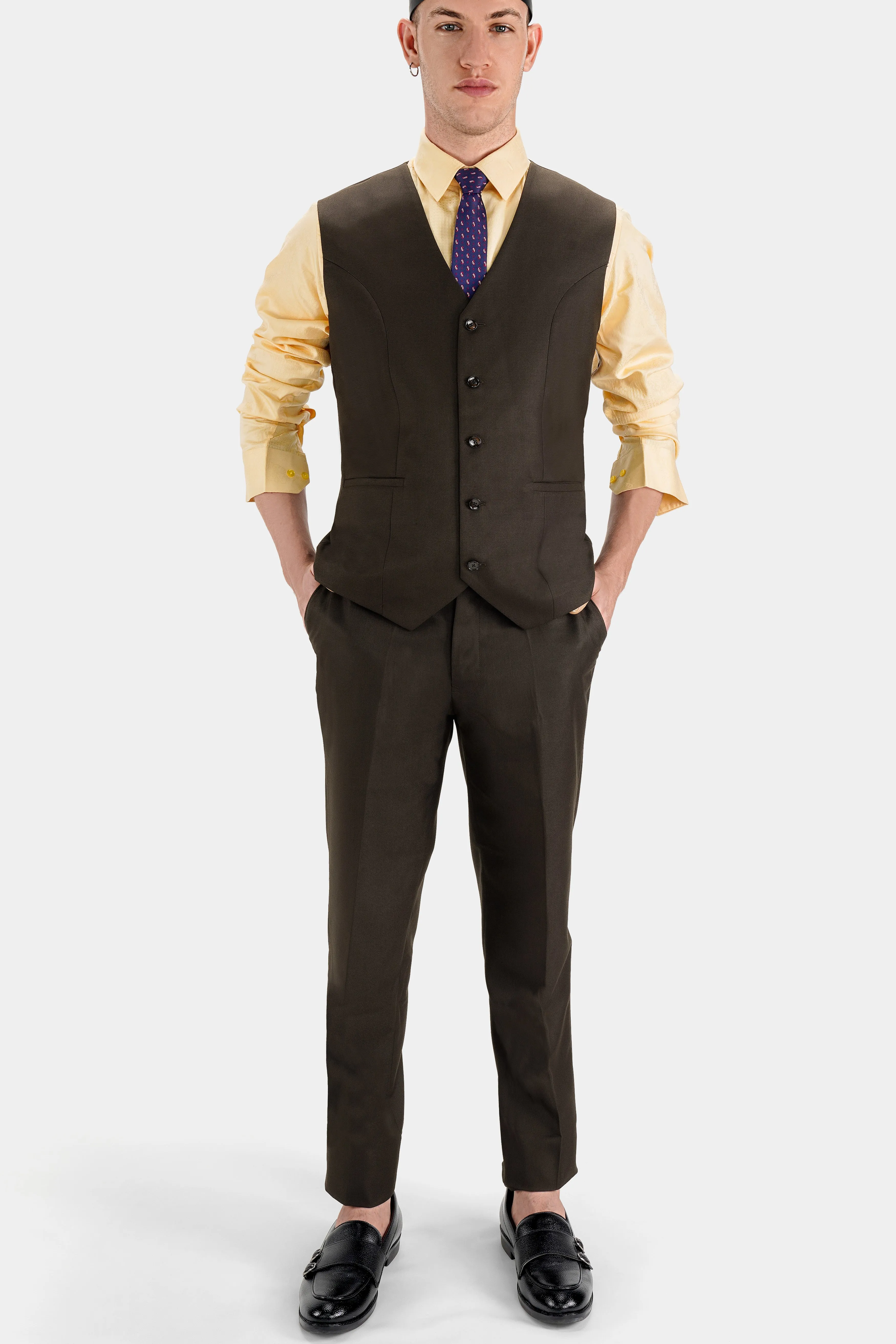 Zeus Brown Wool Rich Waistcoat sold by French Crown product image thumbnail 5