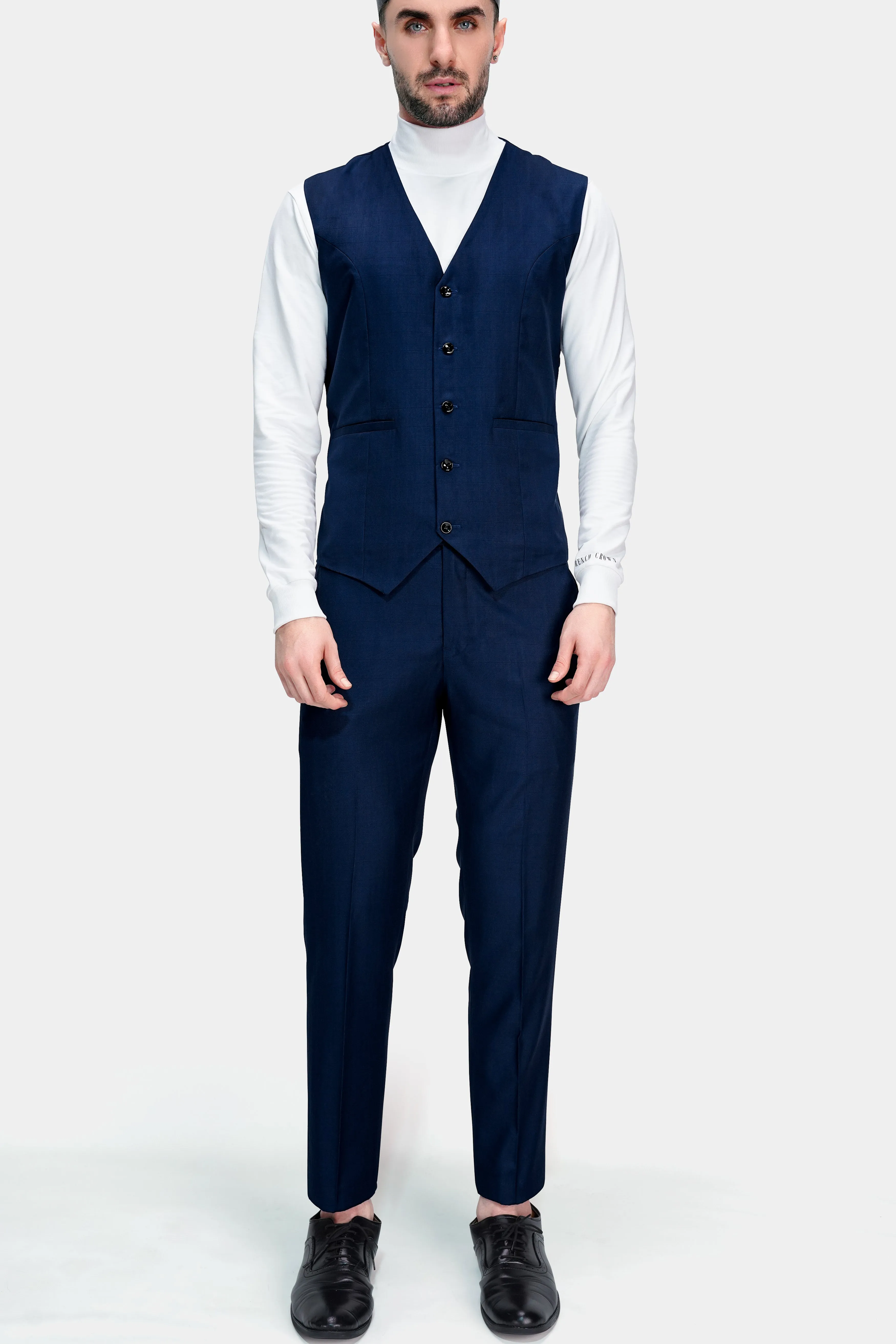 Tuna Blue Wool Rich Waistcoat sold by French Crown product image thumbnail 5