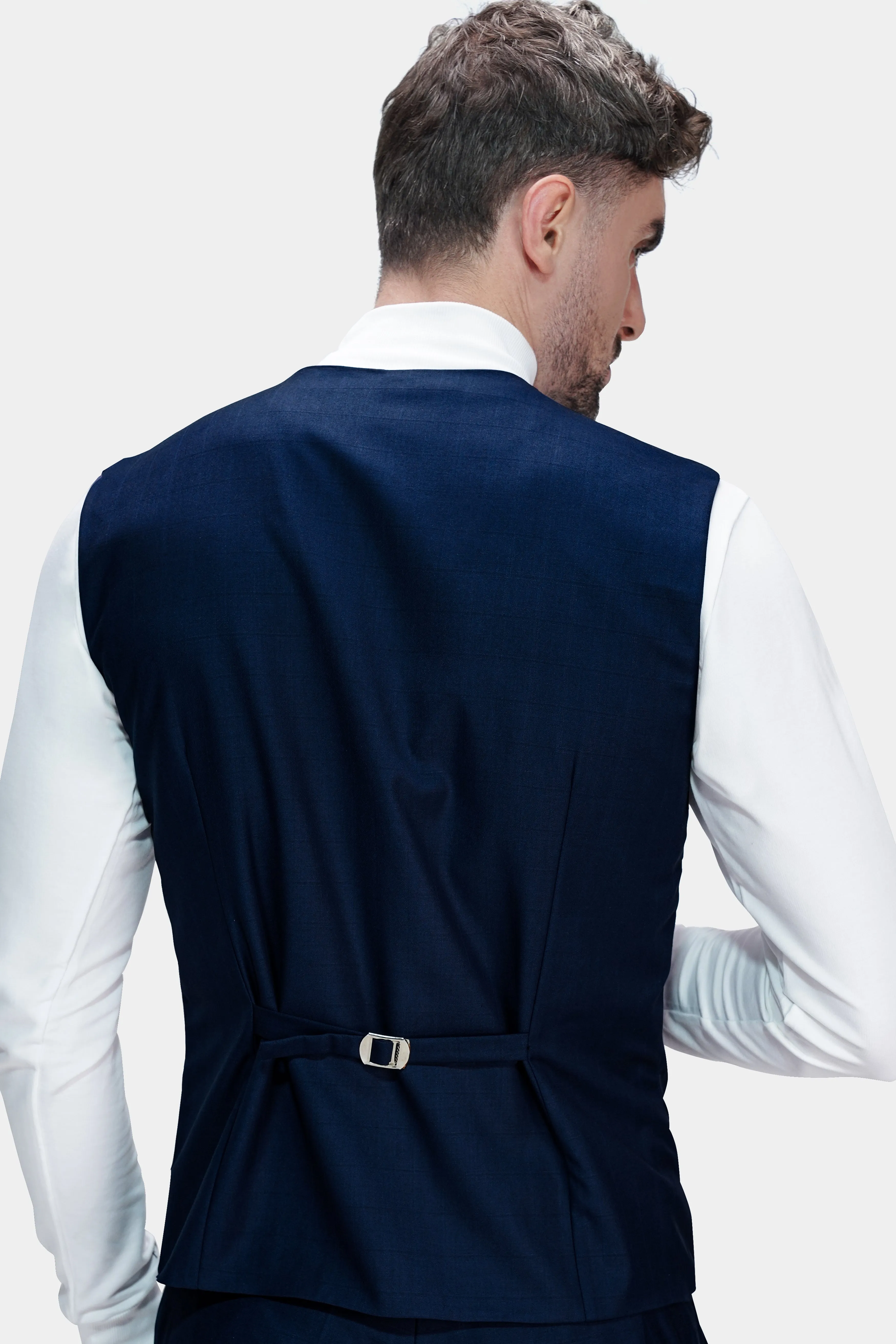 Tuna Blue Wool Rich Waistcoat sold by French Crown product image thumbnail 4