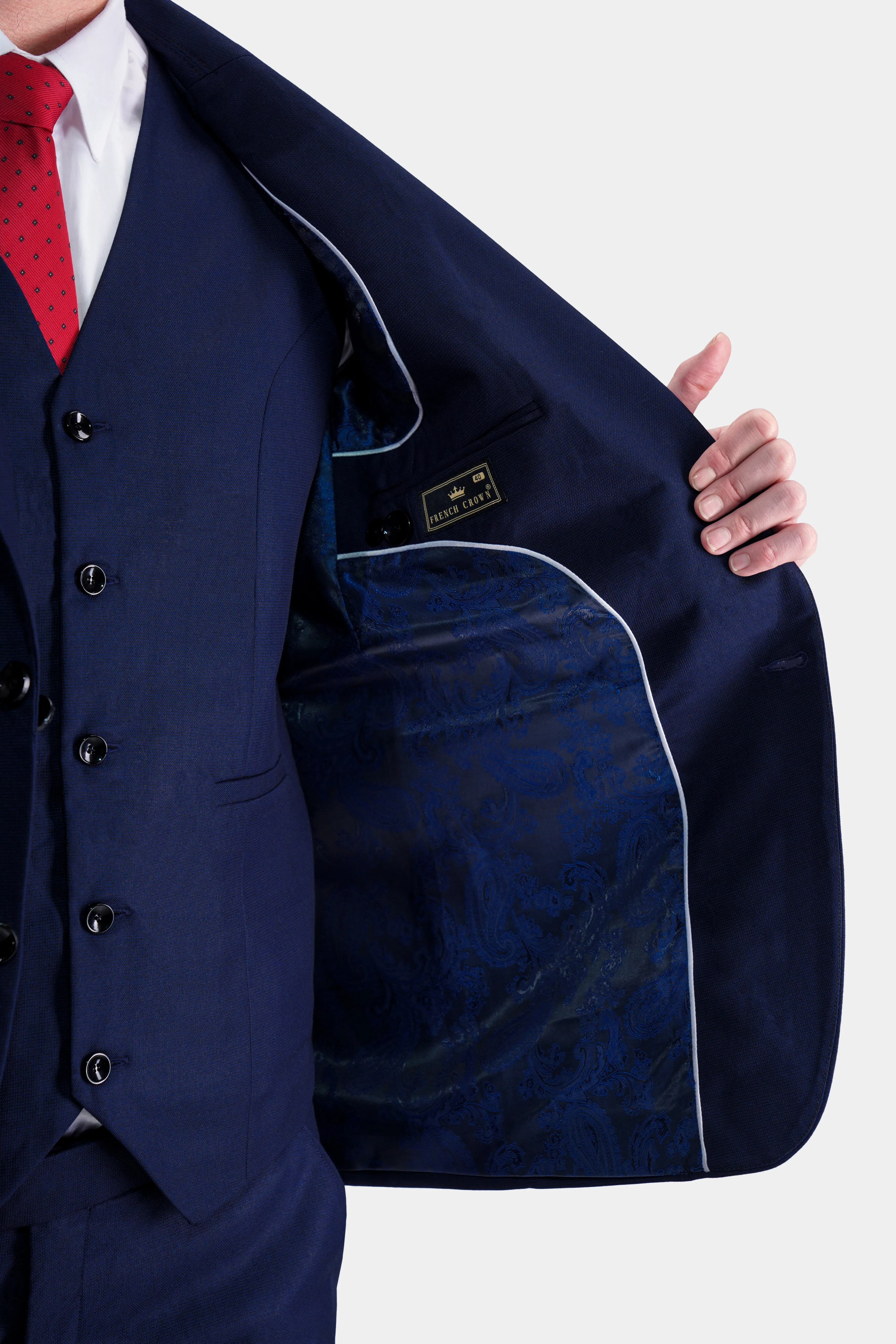 Midnight Blue Wool Rich Waistcoat sold by French Crown product image thumbnail 5