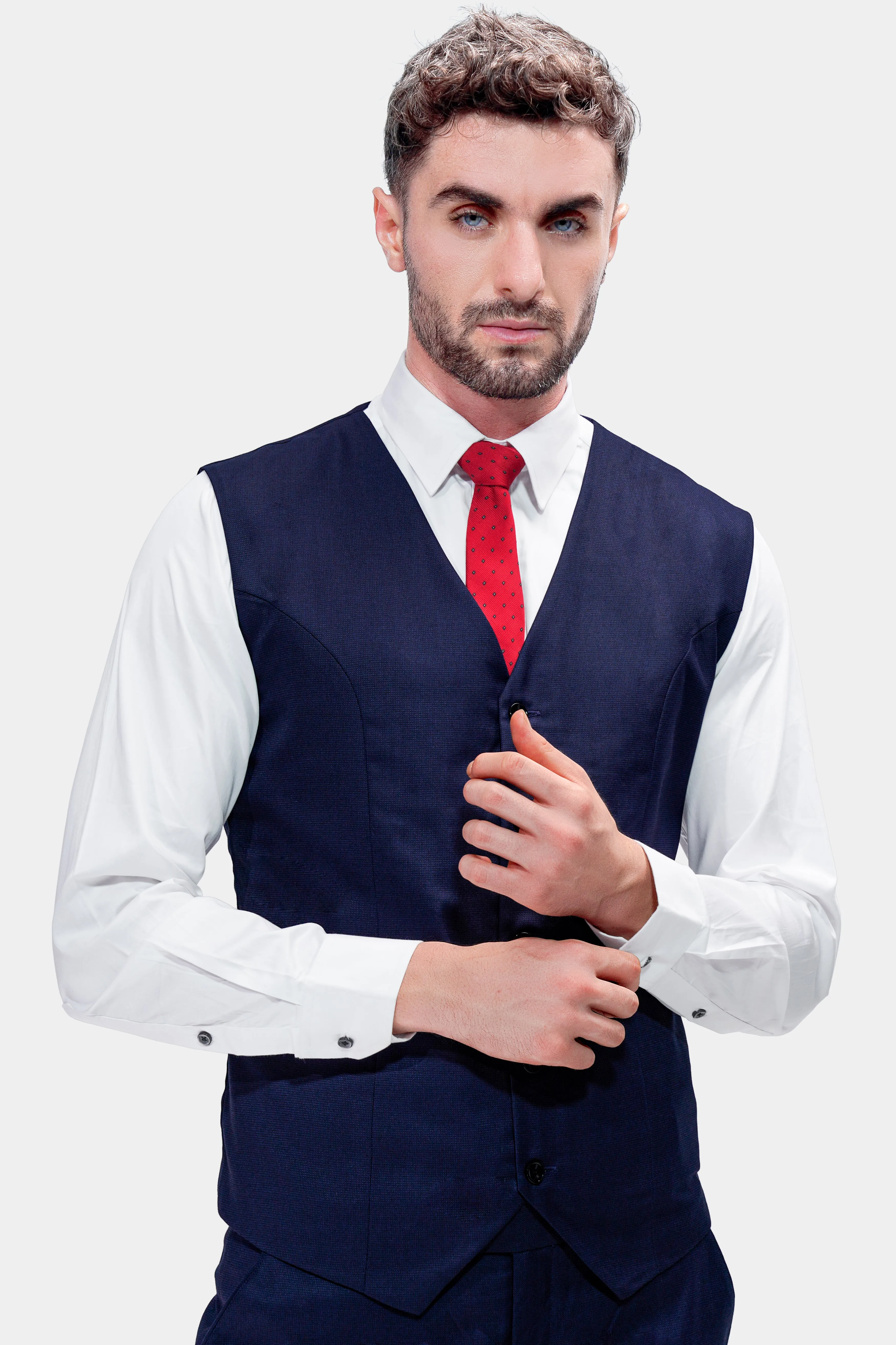 Midnight Blue Wool Rich Waistcoat sold by French Crown product image thumbnail 2