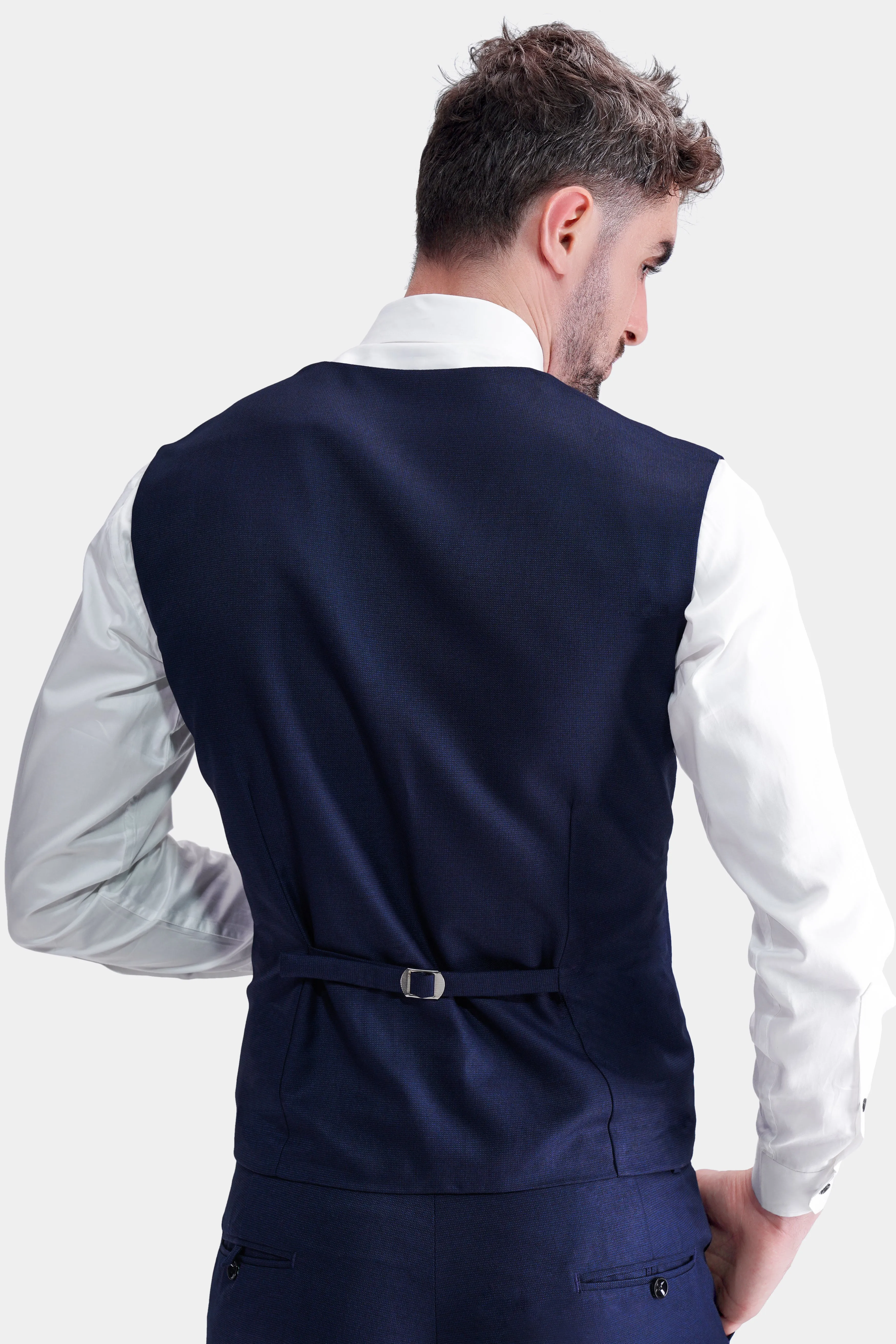 Midnight Blue Wool Rich Waistcoat sold by French Crown product image thumbnail 4