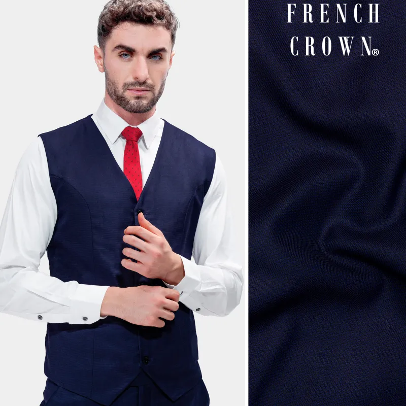 Midnight Blue Wool Rich Waistcoat made by French Crown