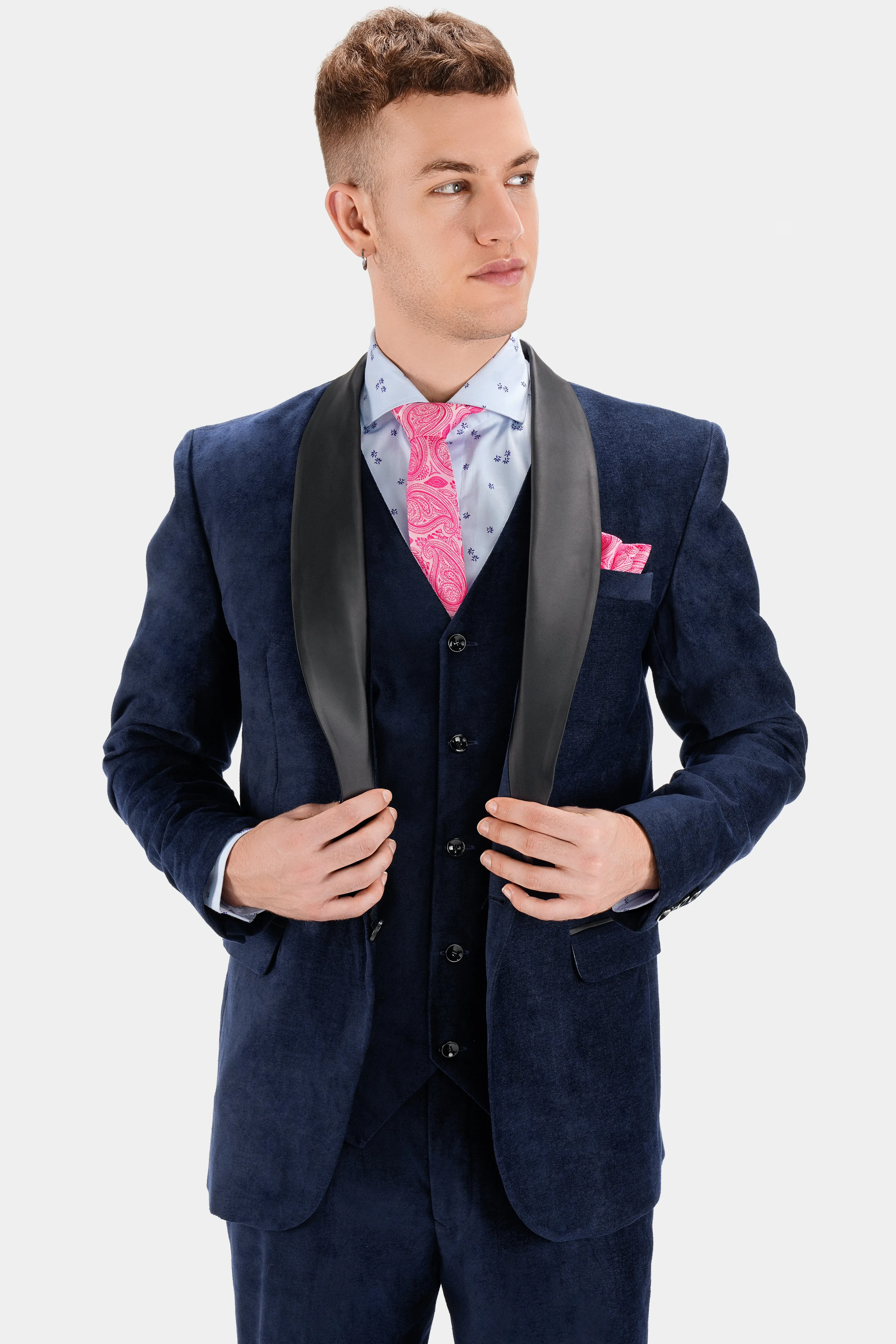 Mirage Blue Single Breasted Tuxedo Blazer sold by French Crown product image thumbnail 2