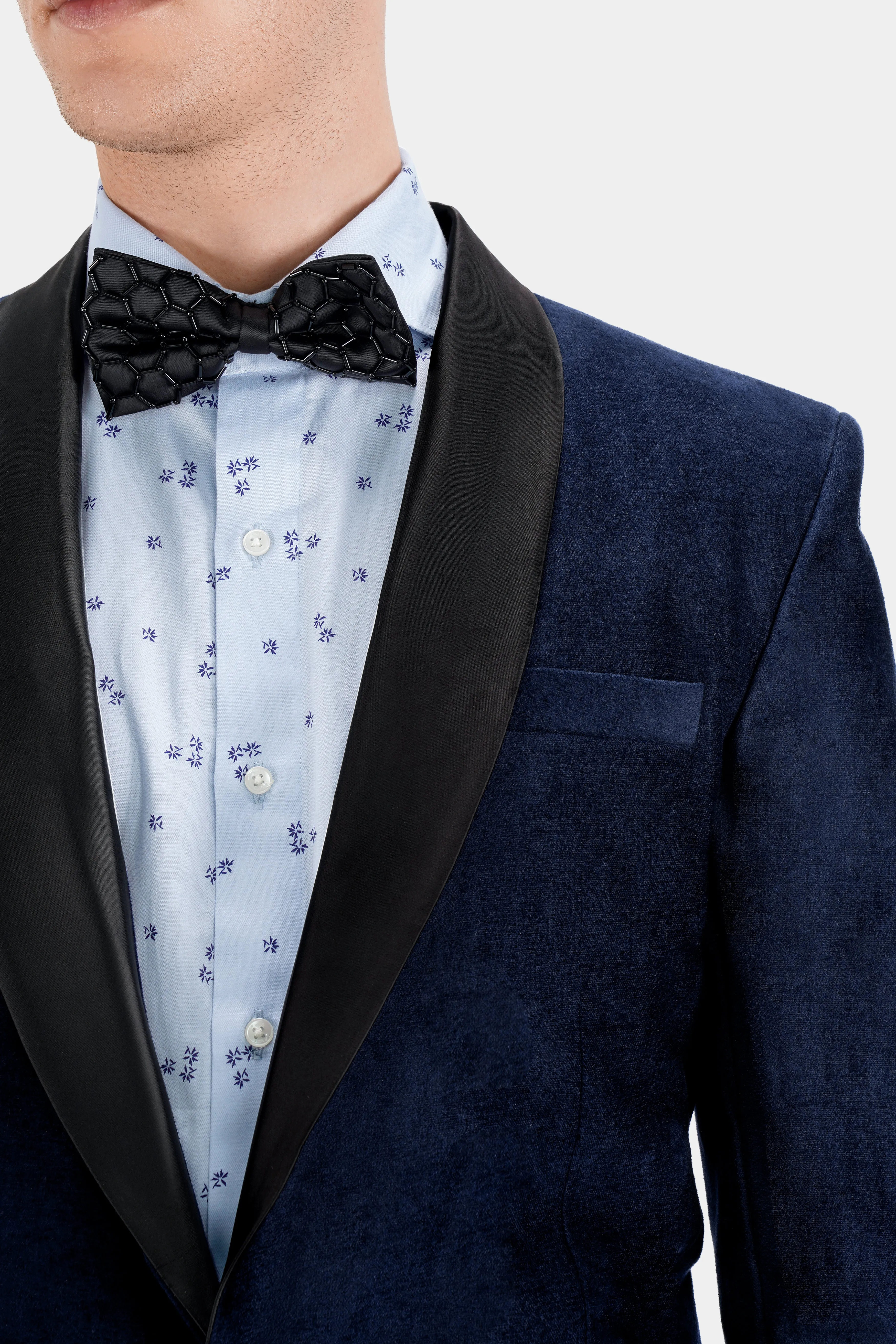Mirage Blue Single Breasted Tuxedo Blazer sold by French Crown product image thumbnail 5