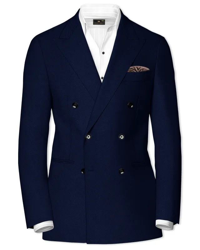 Mirage Blue Wool Rich Double Breasted Blazer sold by French Crown