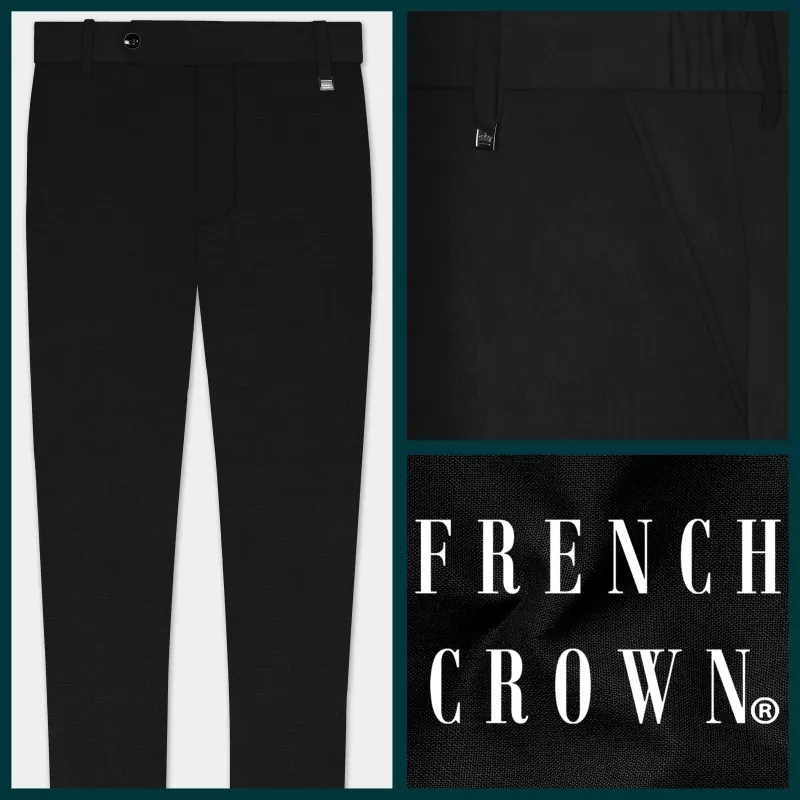 Jade Black Stretchable Waistband Luxurious Linen traveler Pants sold by French Crown