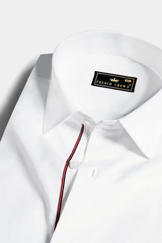 Bright White Detailed Luxurious Italian Linen SHIRT sold by French Crown