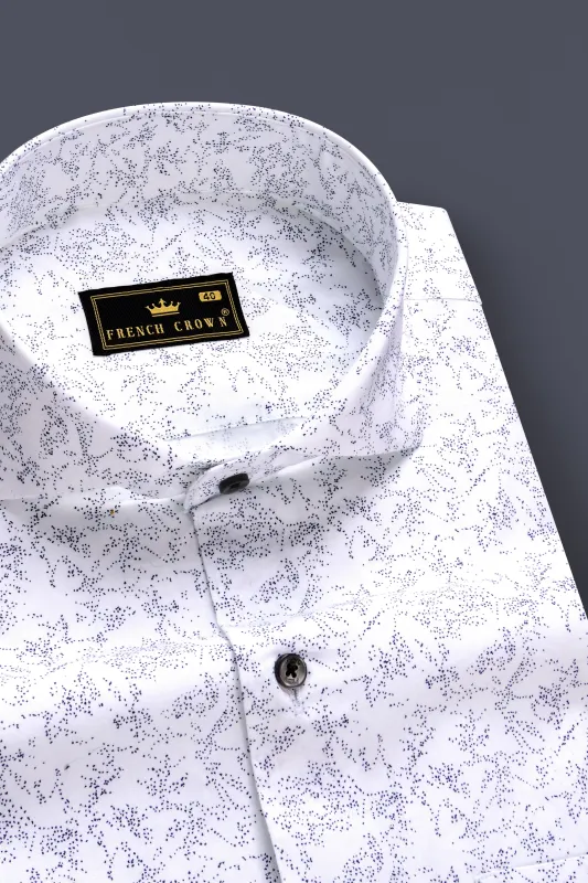 Frostwave-Bright White And Mirage Blue Printed Premium Cotton Semi Formal Shirt sold by French Crown