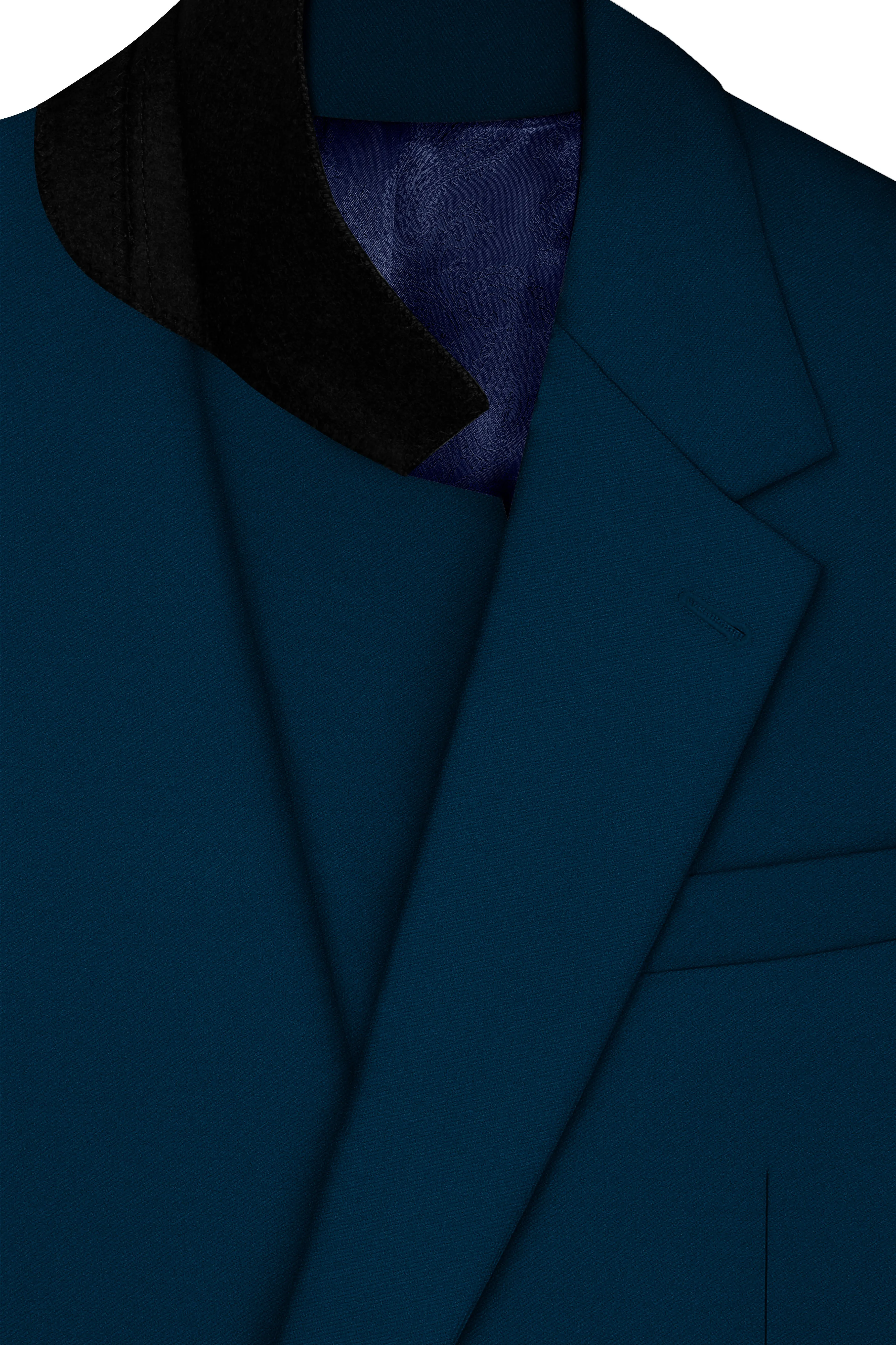 Aureblu-Korean Prussian Blue 4-Way Stretch Wrinkle-Free Fluid Drape Fabric Single Breasted Suit sold by French Crown product image thumbnail 5