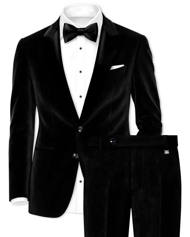 Jade Black Velvet Tuxedo Suit made by French Crown