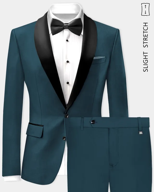 Prestige-Dianne Green Solid Wool Rich Slight Stretch Tuxedo Suit made by French Crown