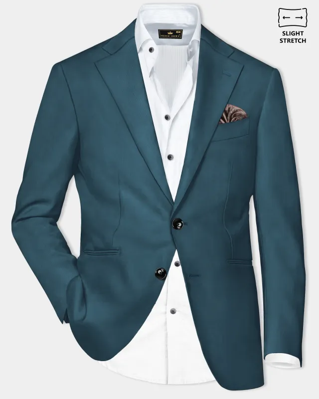 Prestige-Dianne Green Solid Wool Rich Single Breasted Slight Stretch Blazer made by French Crown