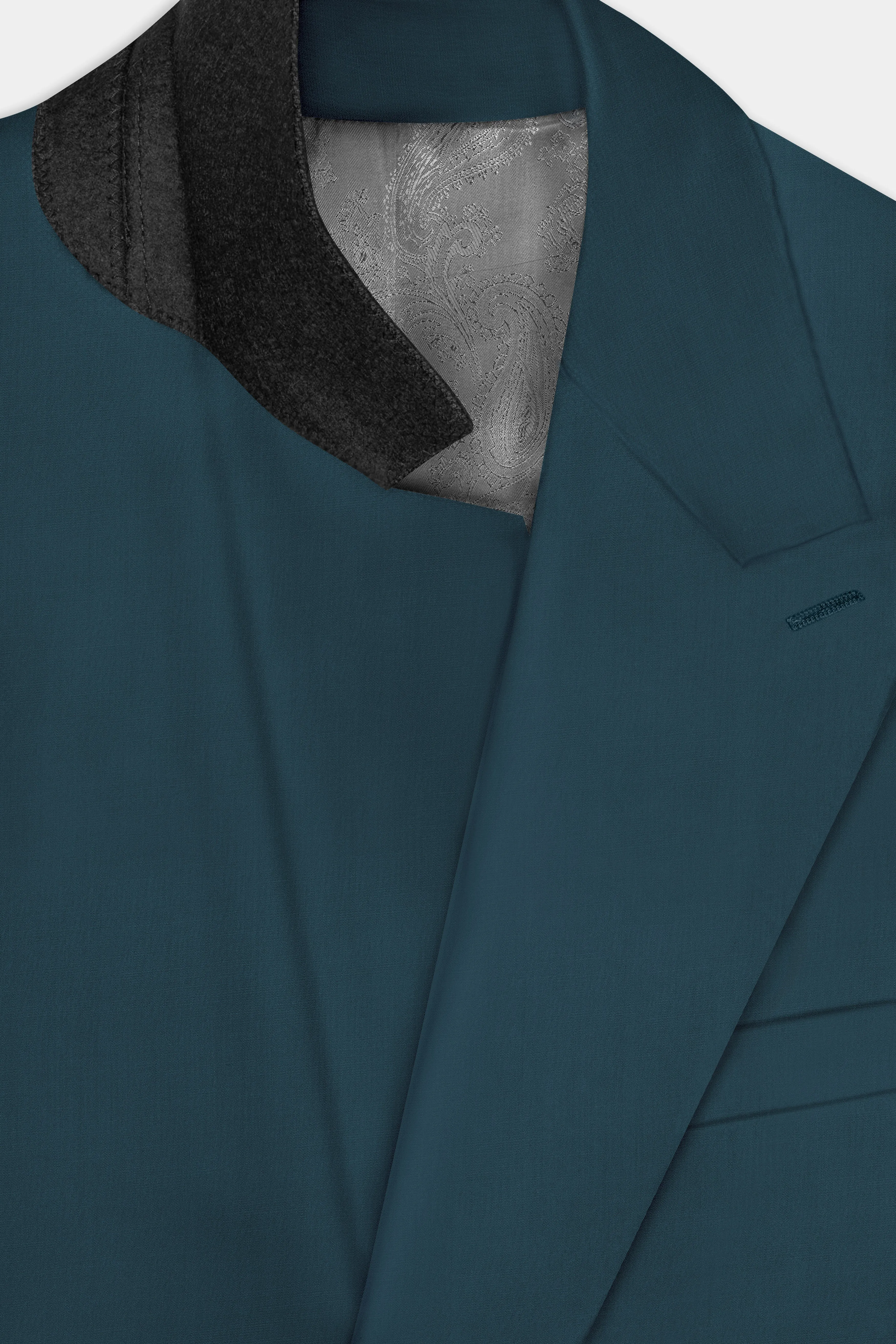 Prestige-Dianne Green Solid Wool Rich Double Breasted Slight Stretch Blazer sold by French Crown product image thumbnail 4