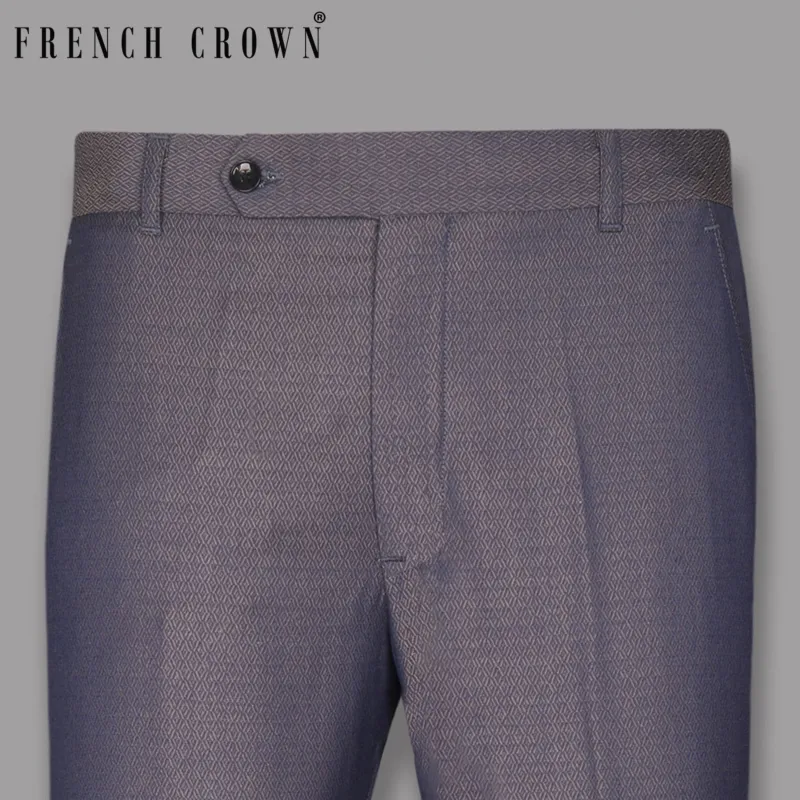 Blue with Light Brown 3D Textured Wool blend Pant sold by French Crown