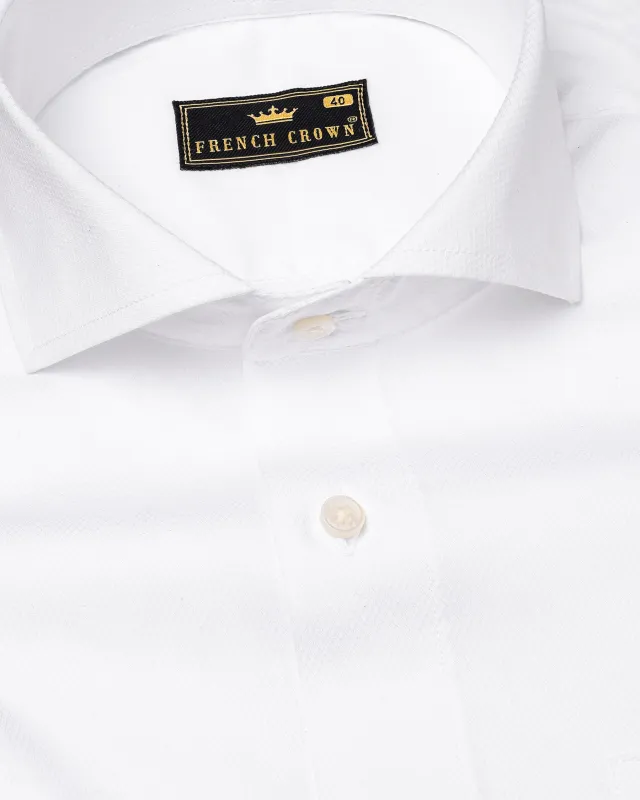 Bright White Dobby Textured Premium Giza Cotton Shirt sold by French Crown
