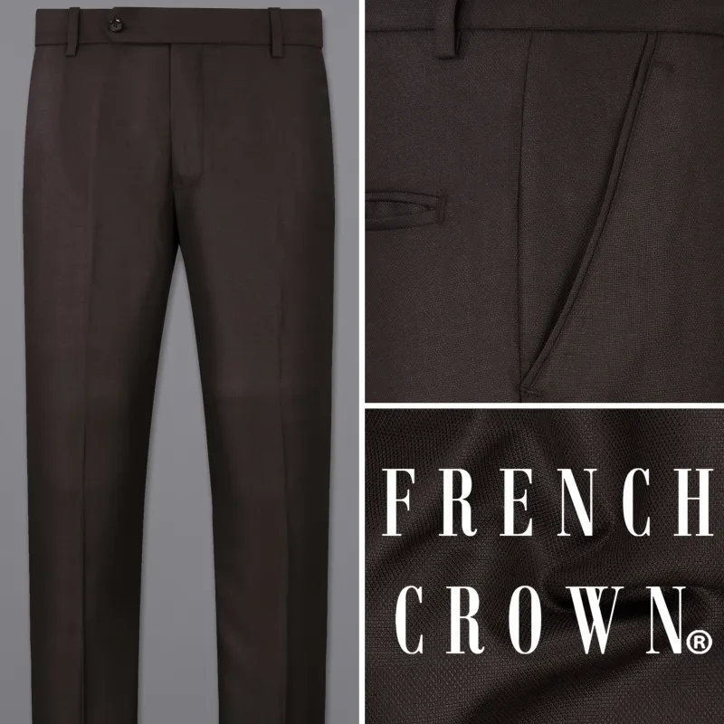 Dark Brown Textured Pant made by French Crown