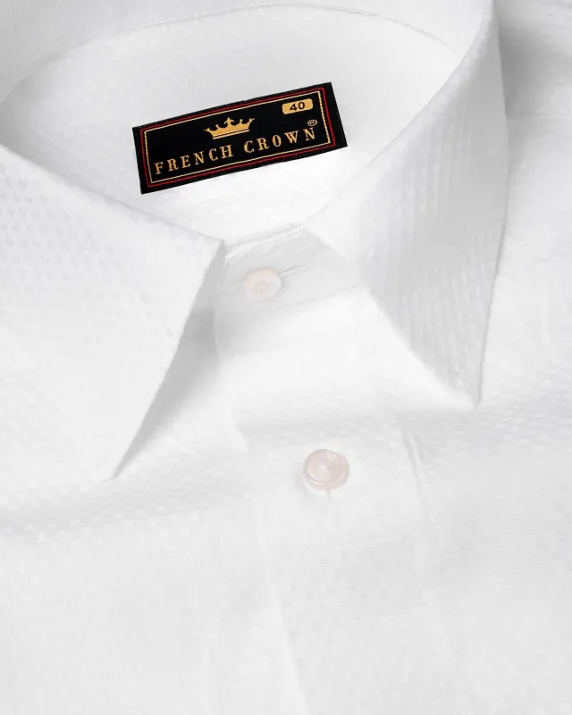 Bright White Dobby Textured Premium Giza Cotton Shirt sold by French Crown