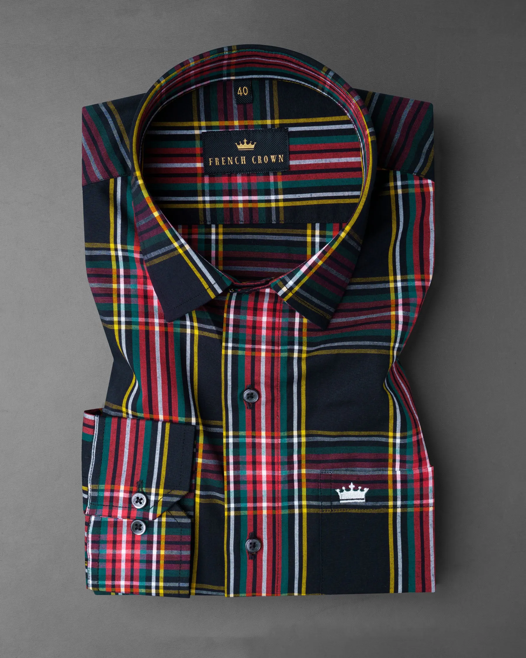 Jade Black Multicolour Plaid Premium Cotton Shirt sold by French Crown product image thumbnail 3
