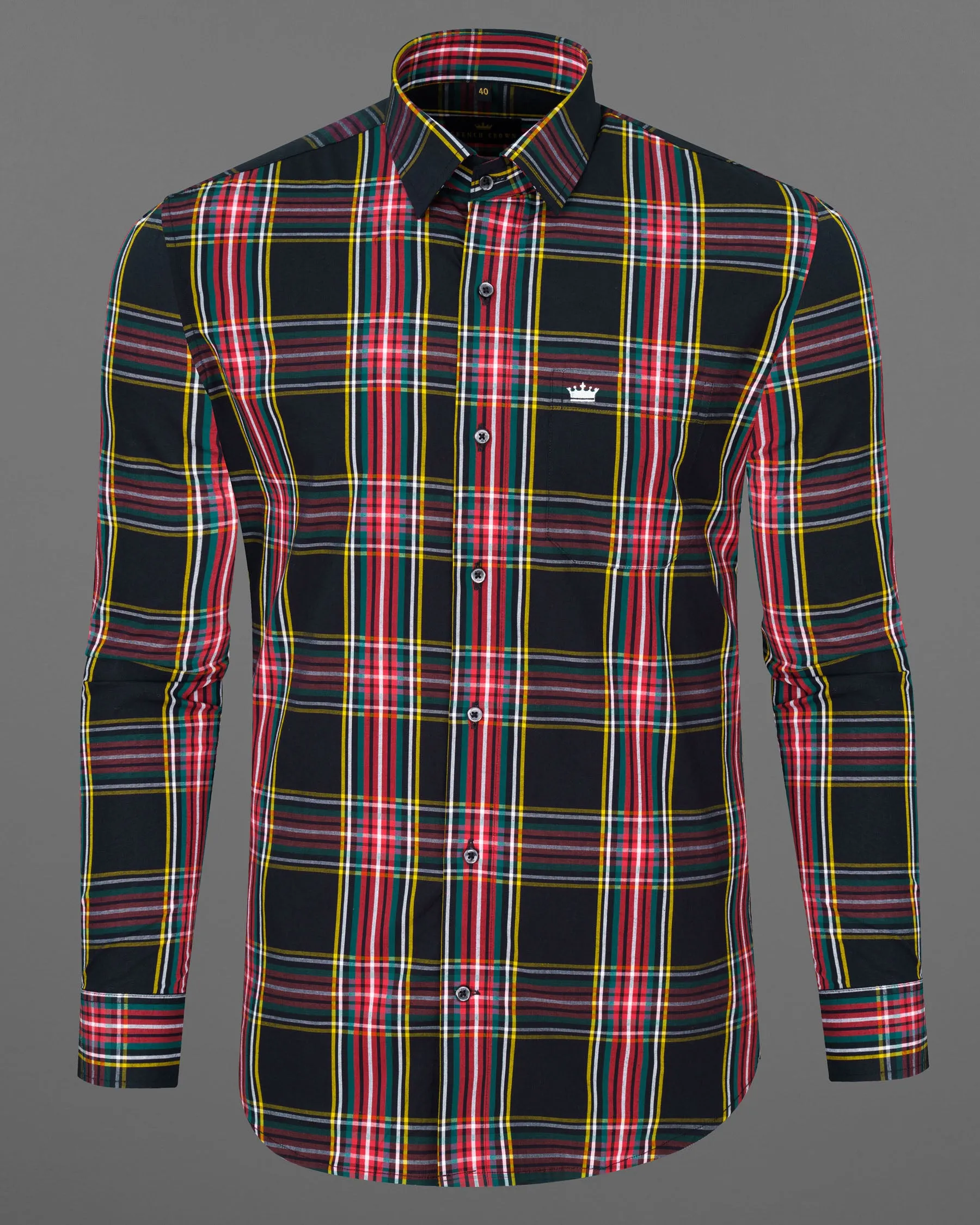 Jade Black Multicolour Plaid Premium Cotton Shirt sold by French Crown product image thumbnail 5
